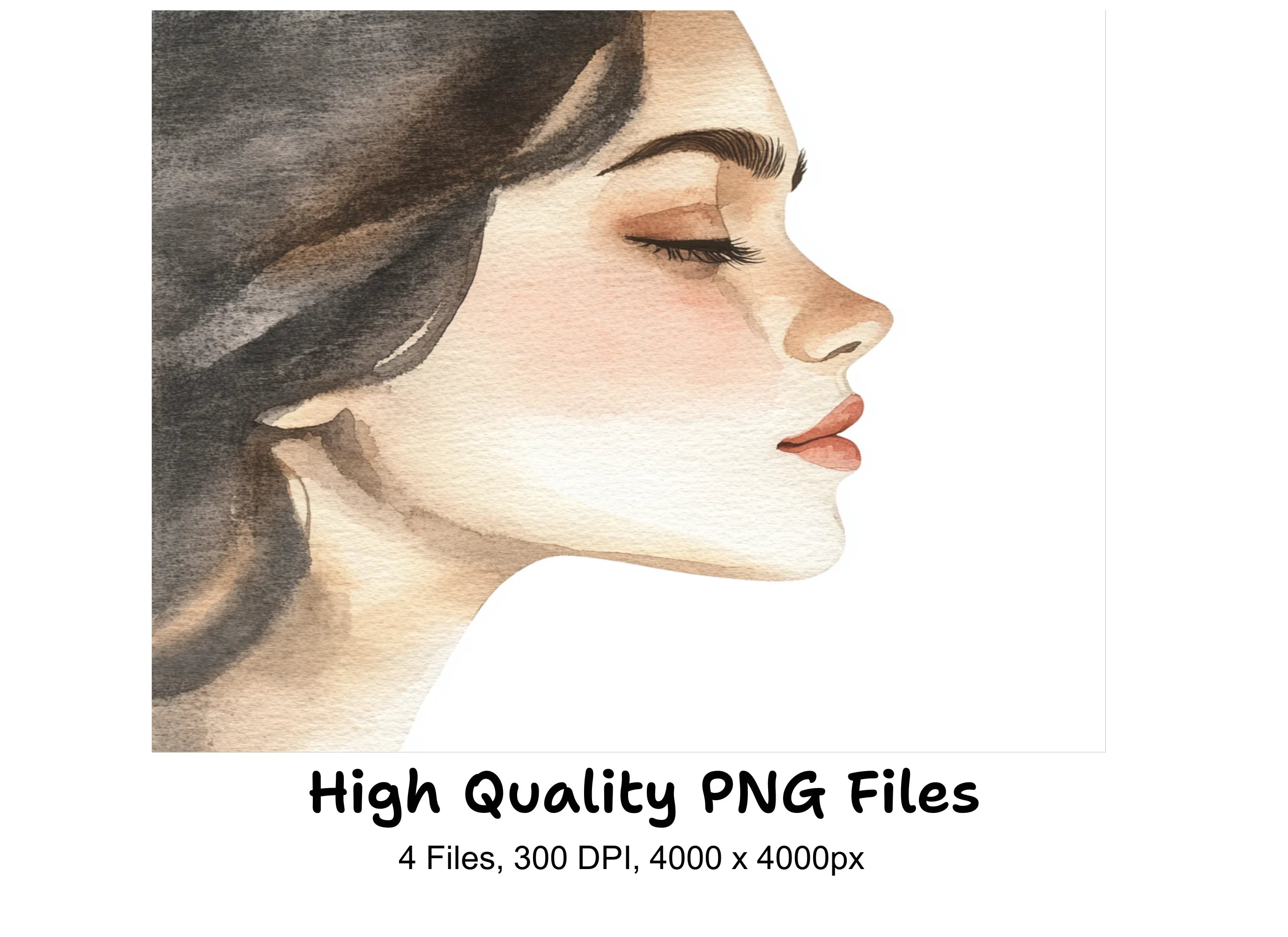 Elegant Female Profile Clipart Bundle
