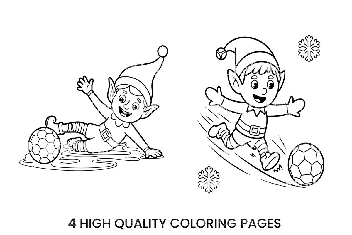 Elf Soccer Fun for Kids Coloring Books