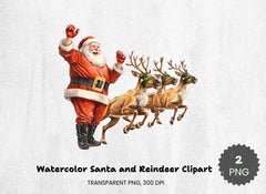 Santa and Reindeer Clipart Bundle - CraftNest - Digital Crafting and Art