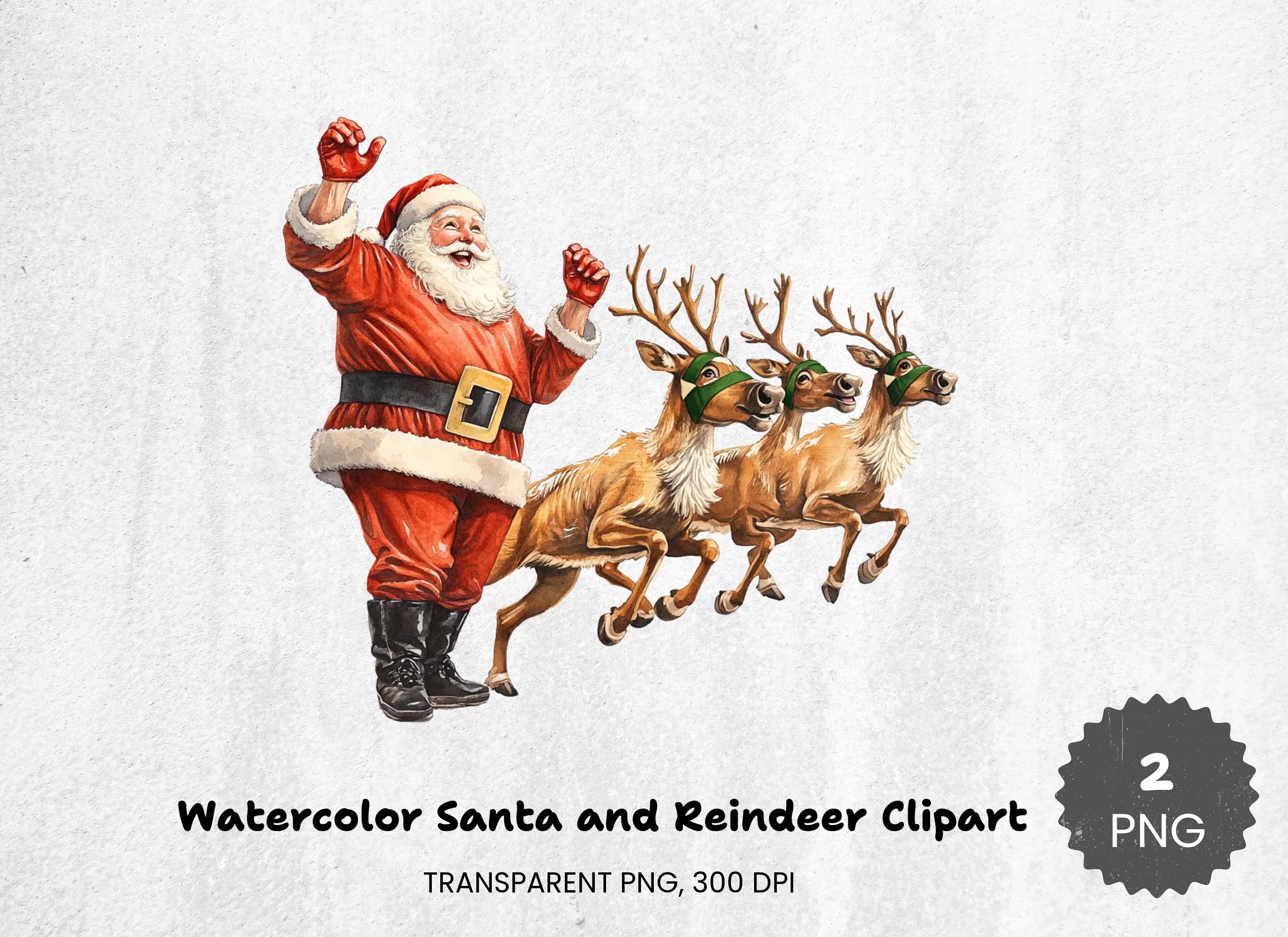 Santa and Reindeer Clipart Bundle - CraftNest - Digital Crafting and Art