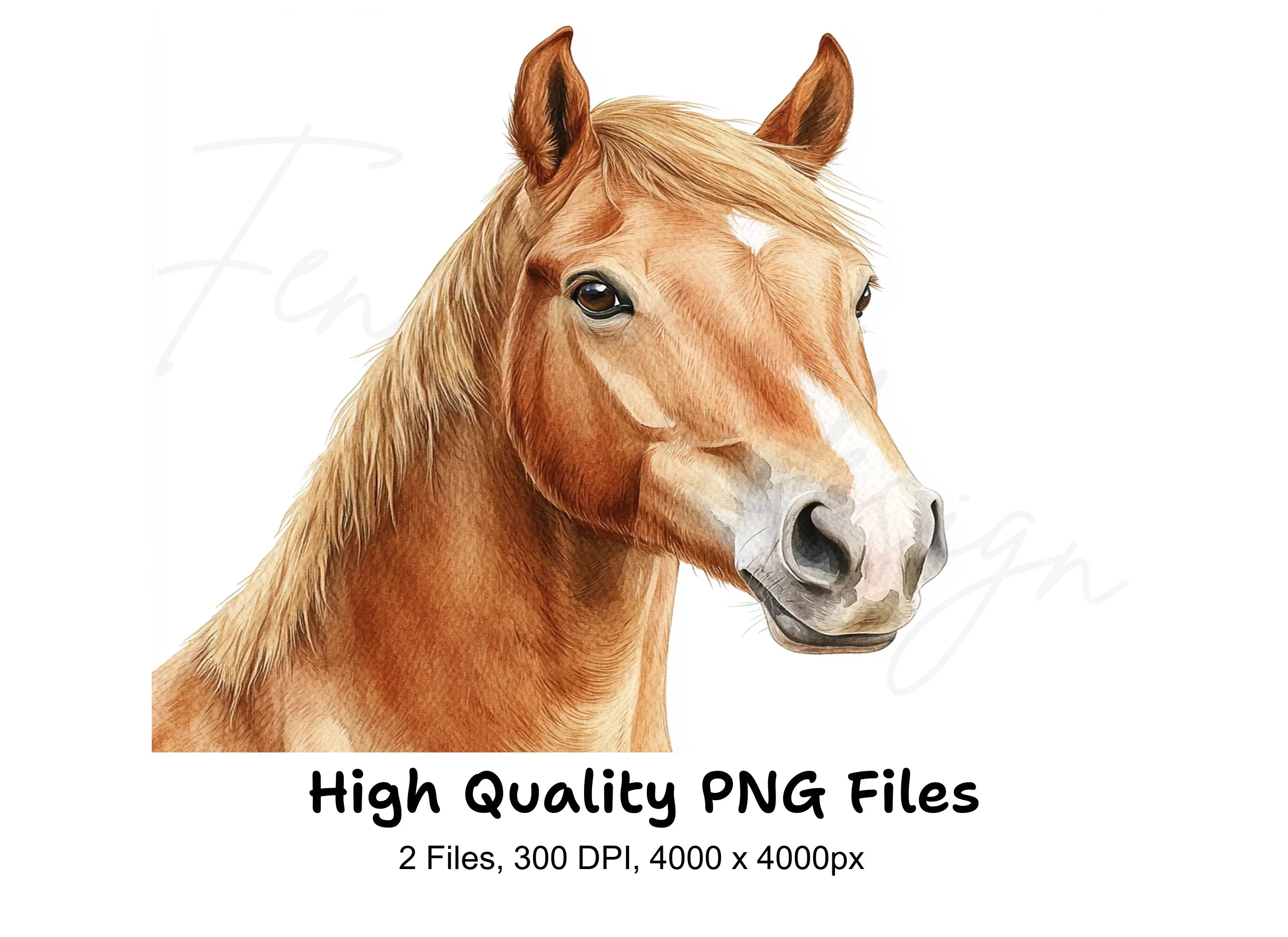 Detailed Horse Head Portrait Clipart Bundle