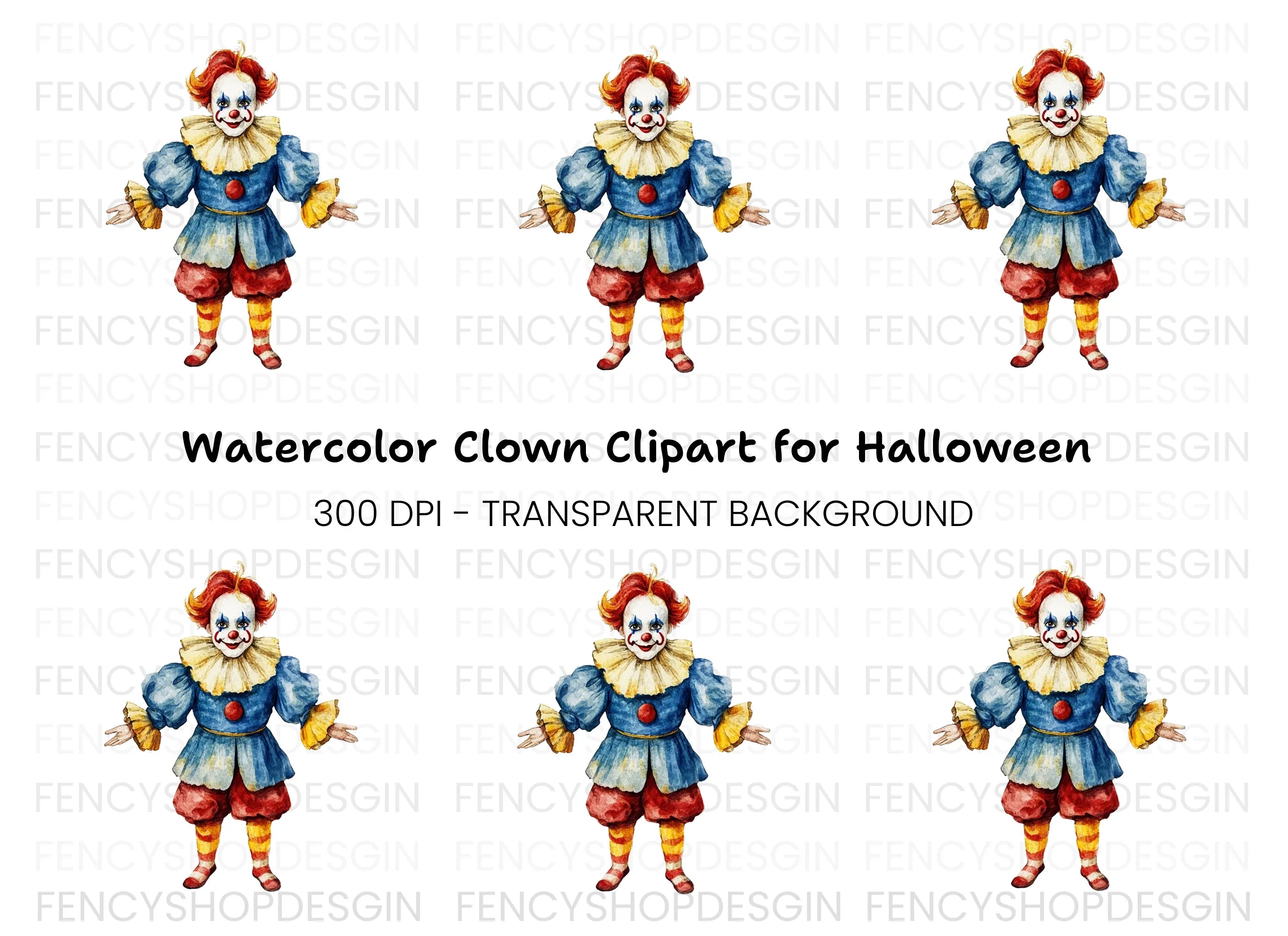 Creepy Clown Clipart Bundle