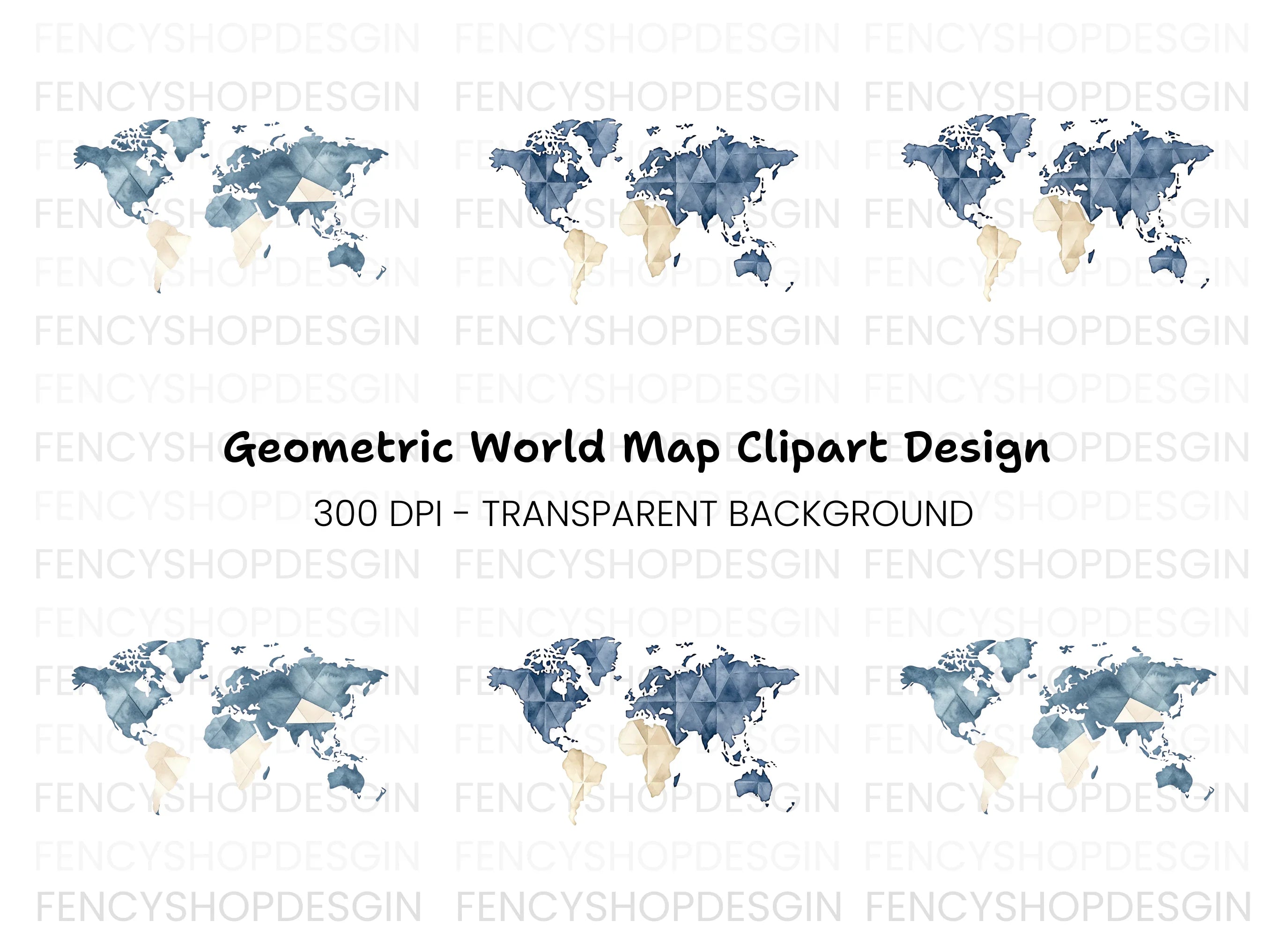 Geometric World Map Clipart Bundle