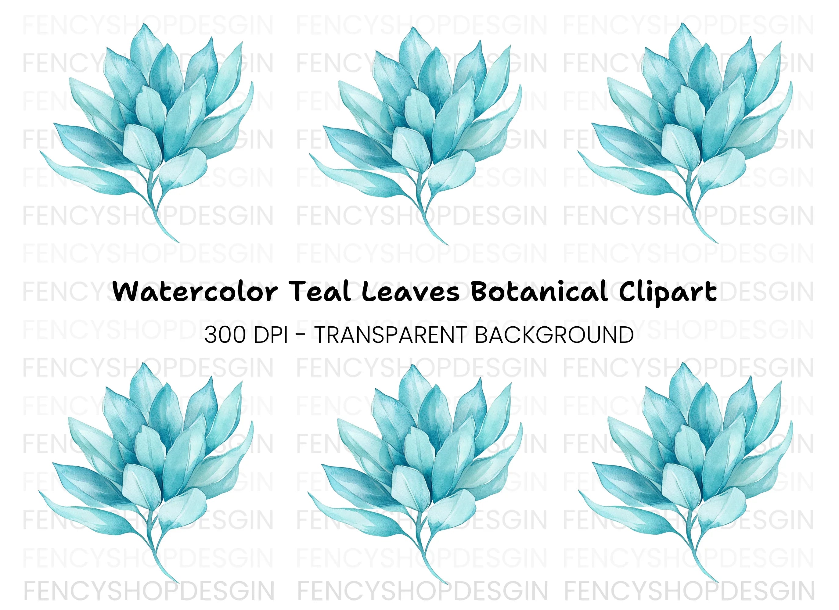 Blue Leaves Branch Clipart Bundle