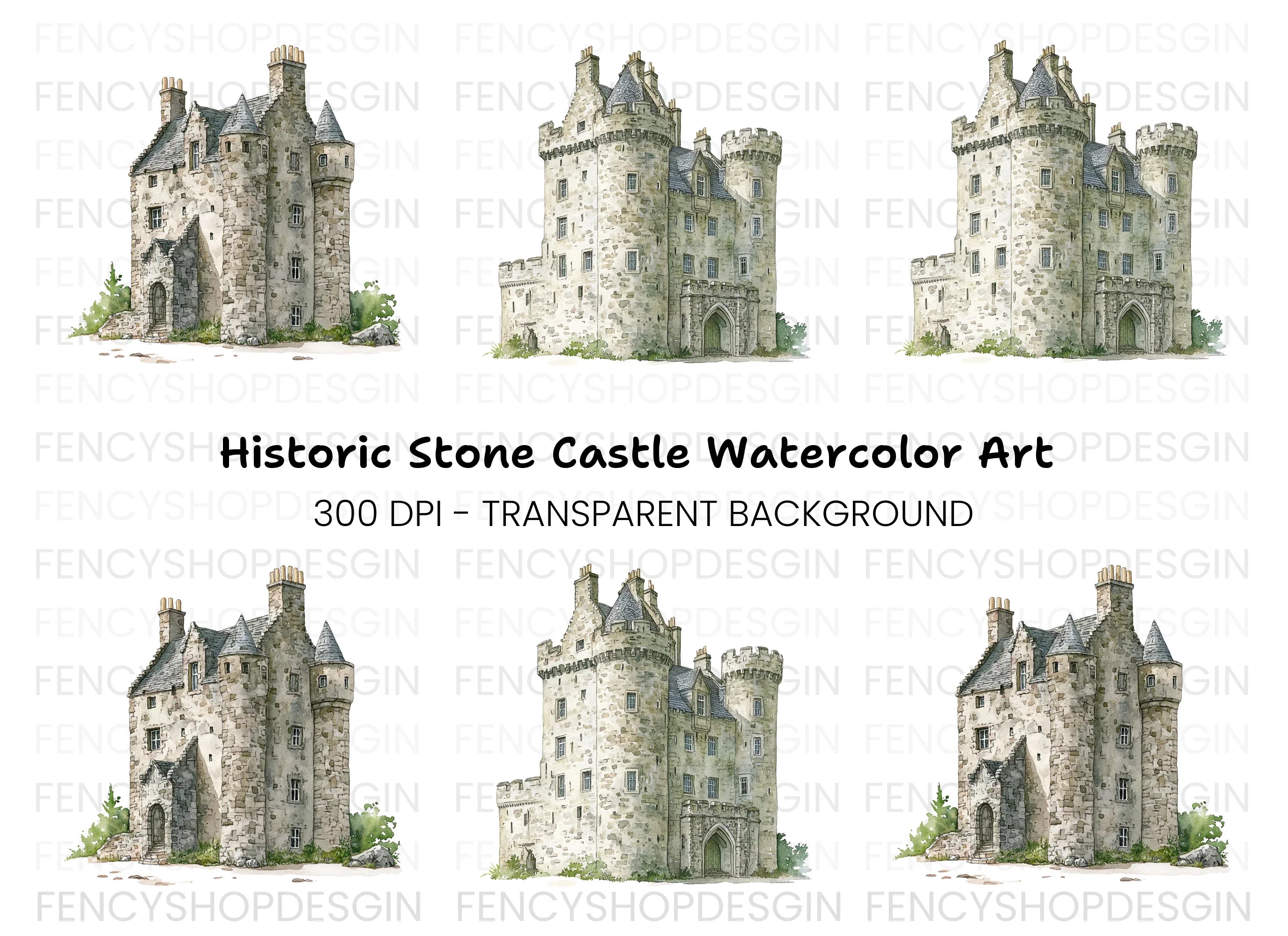 Historic Scottish Castles Clipart Bundle