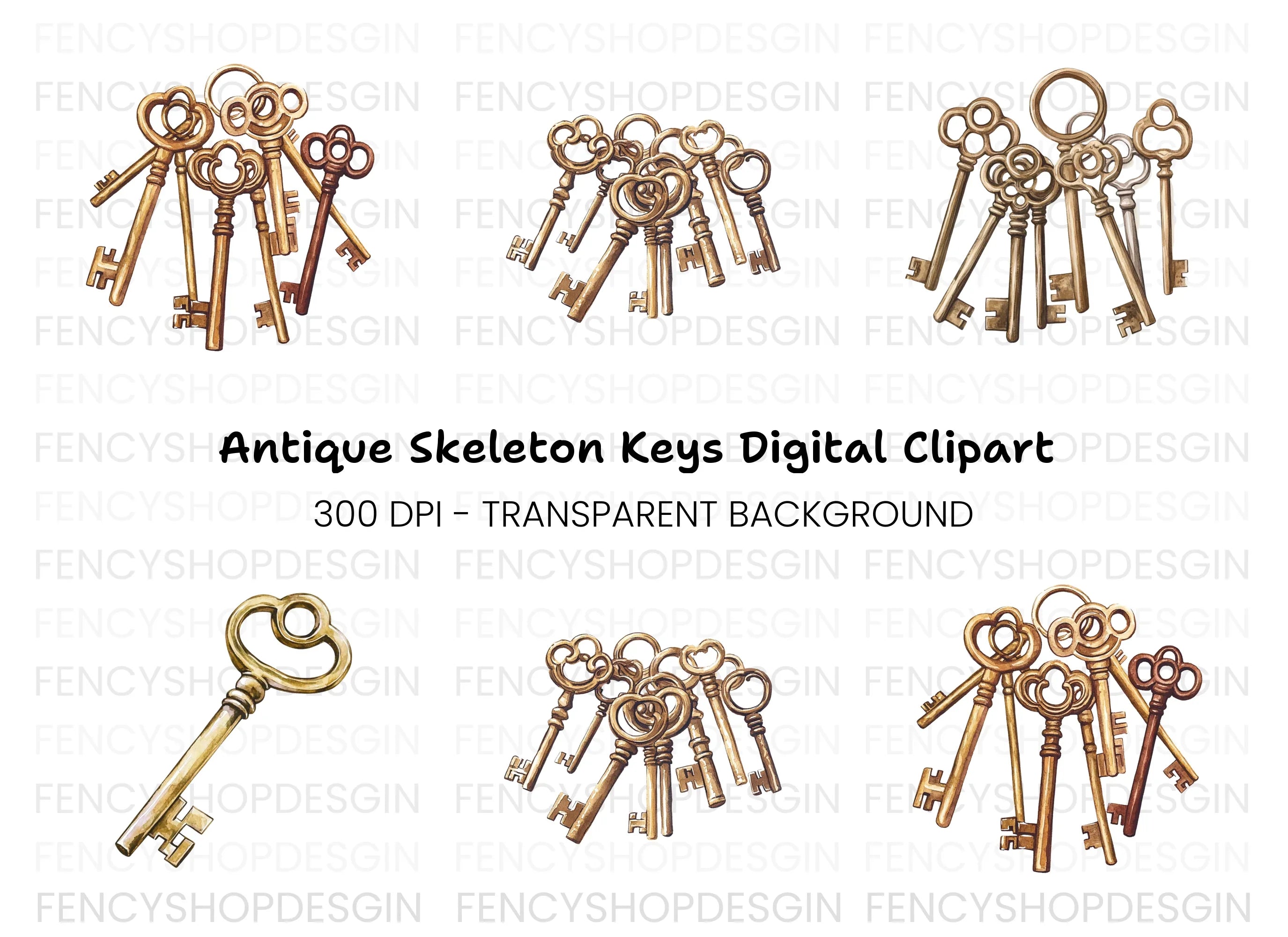 Vintage Key Clipart Bundle