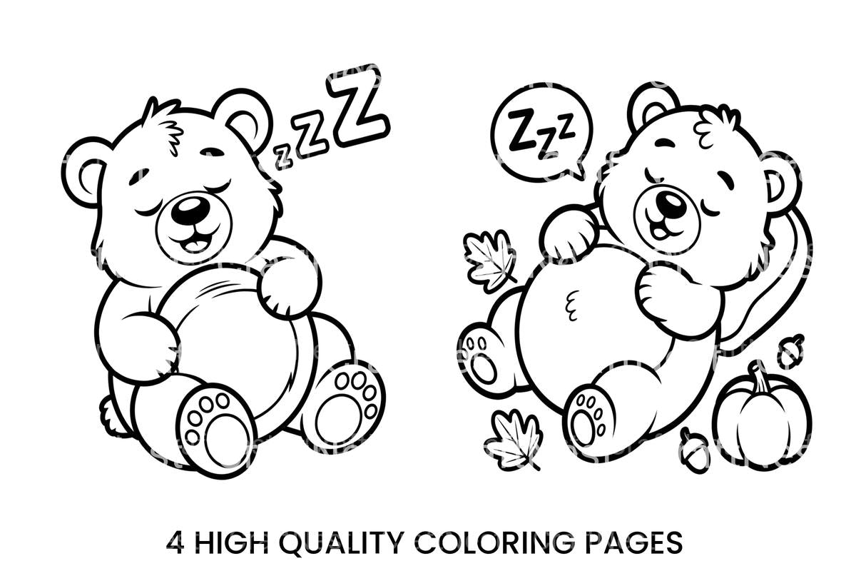 Cute Sleeping Bear Coloring Books