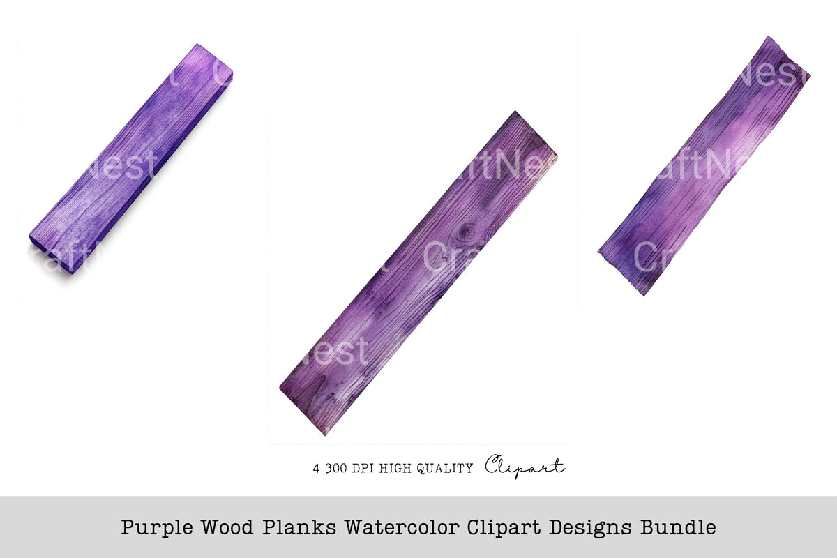 Purple Wood Planks Clipart Bundle