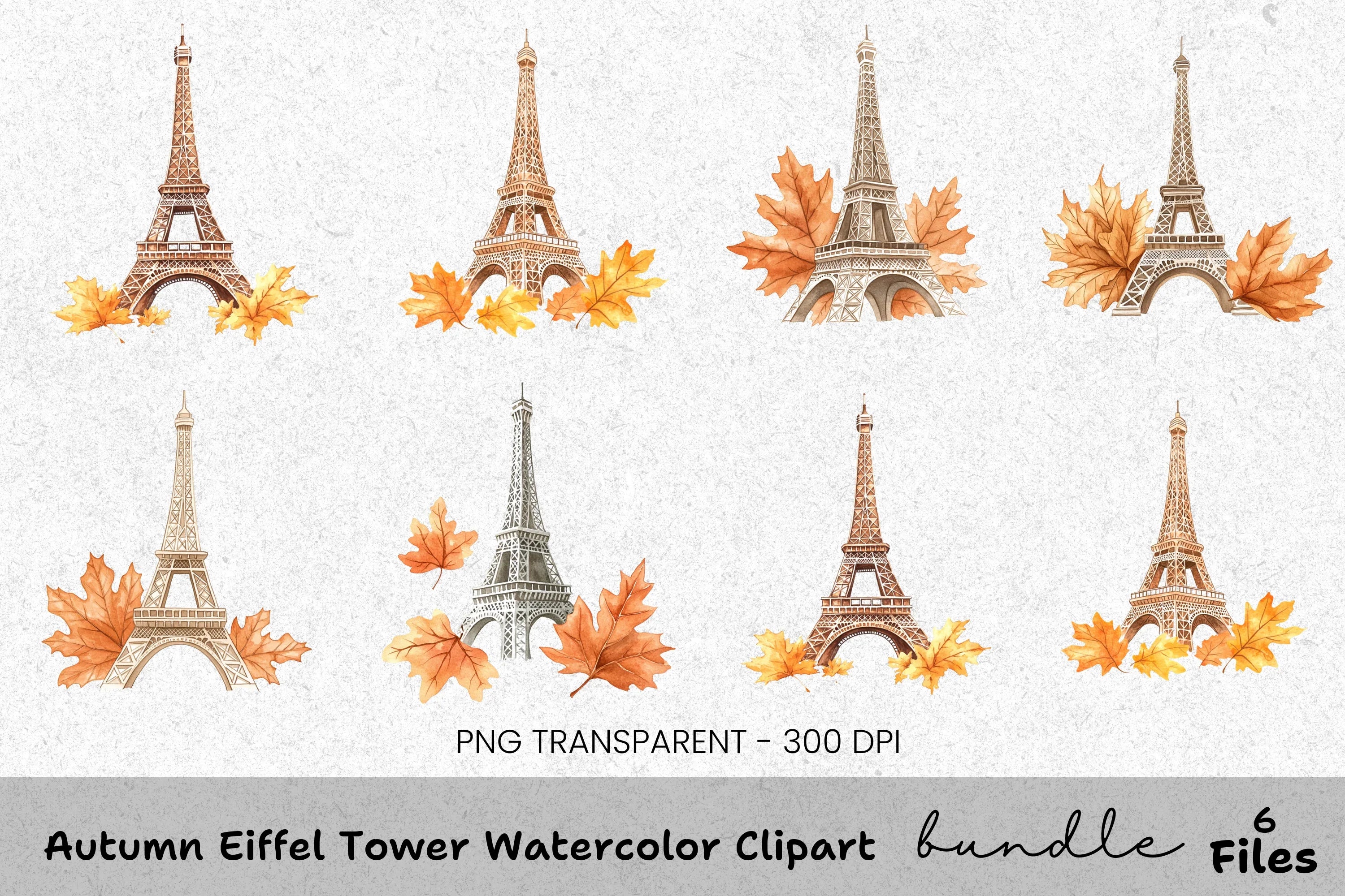 Autumn Eiffel Tower Clipart Bundle