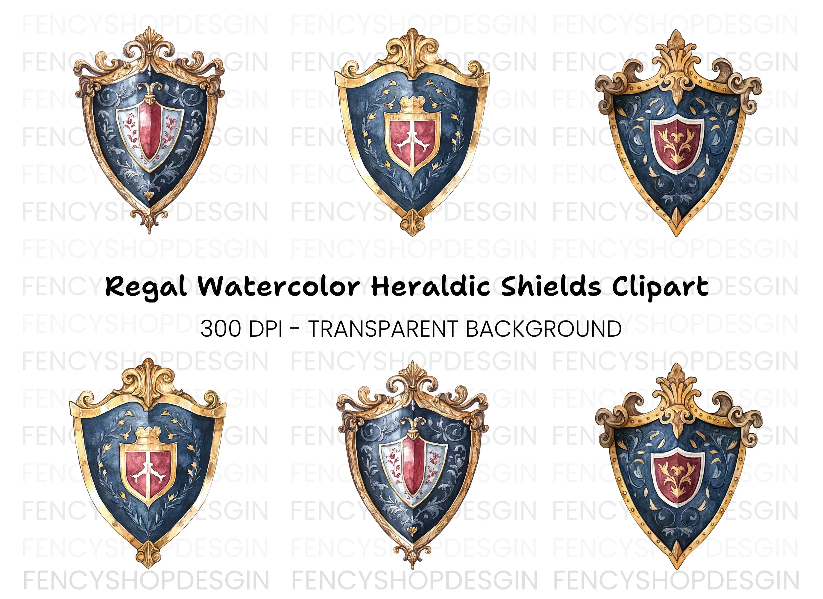 Elegant Royal Crests Clipart Bundle
