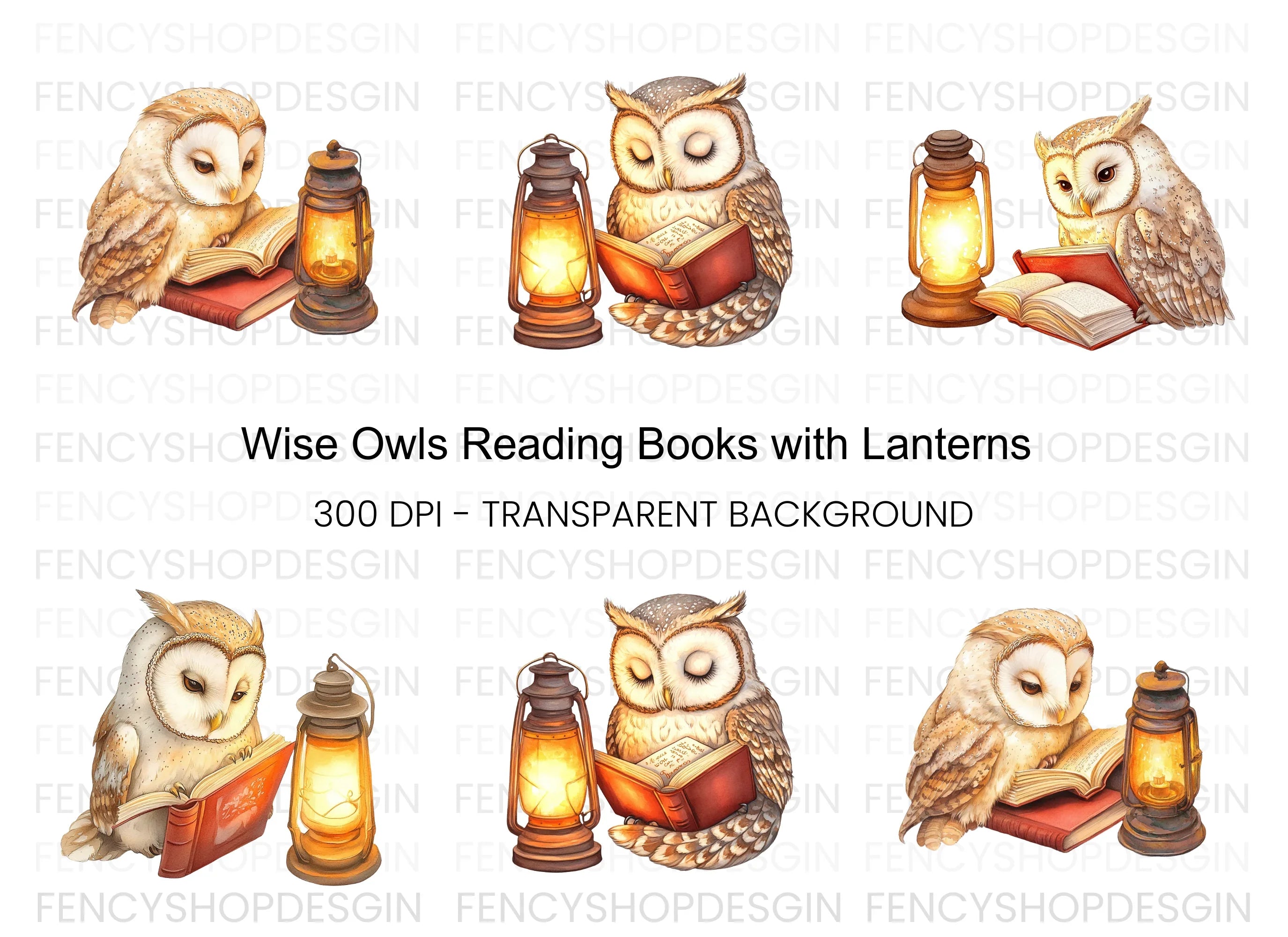 Wise Owls Reading Clipart Bundle