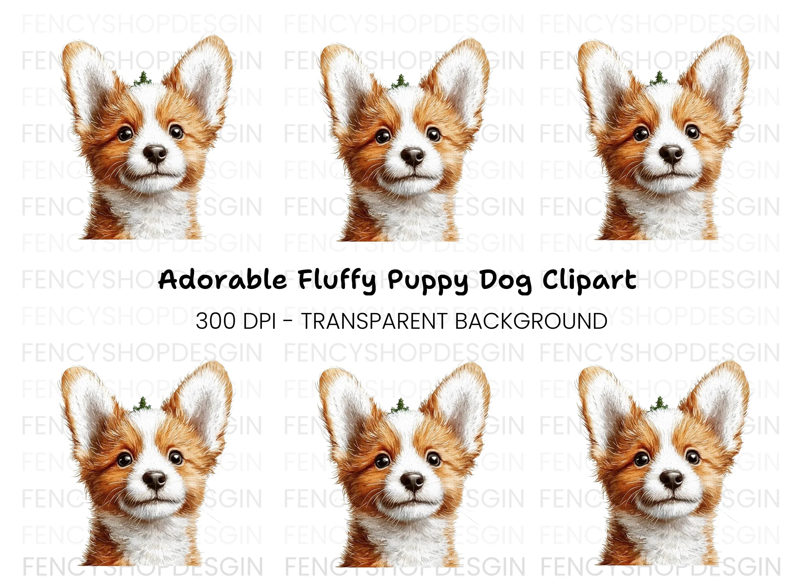 Cute Corgi Puppy Face Clipart Bundle