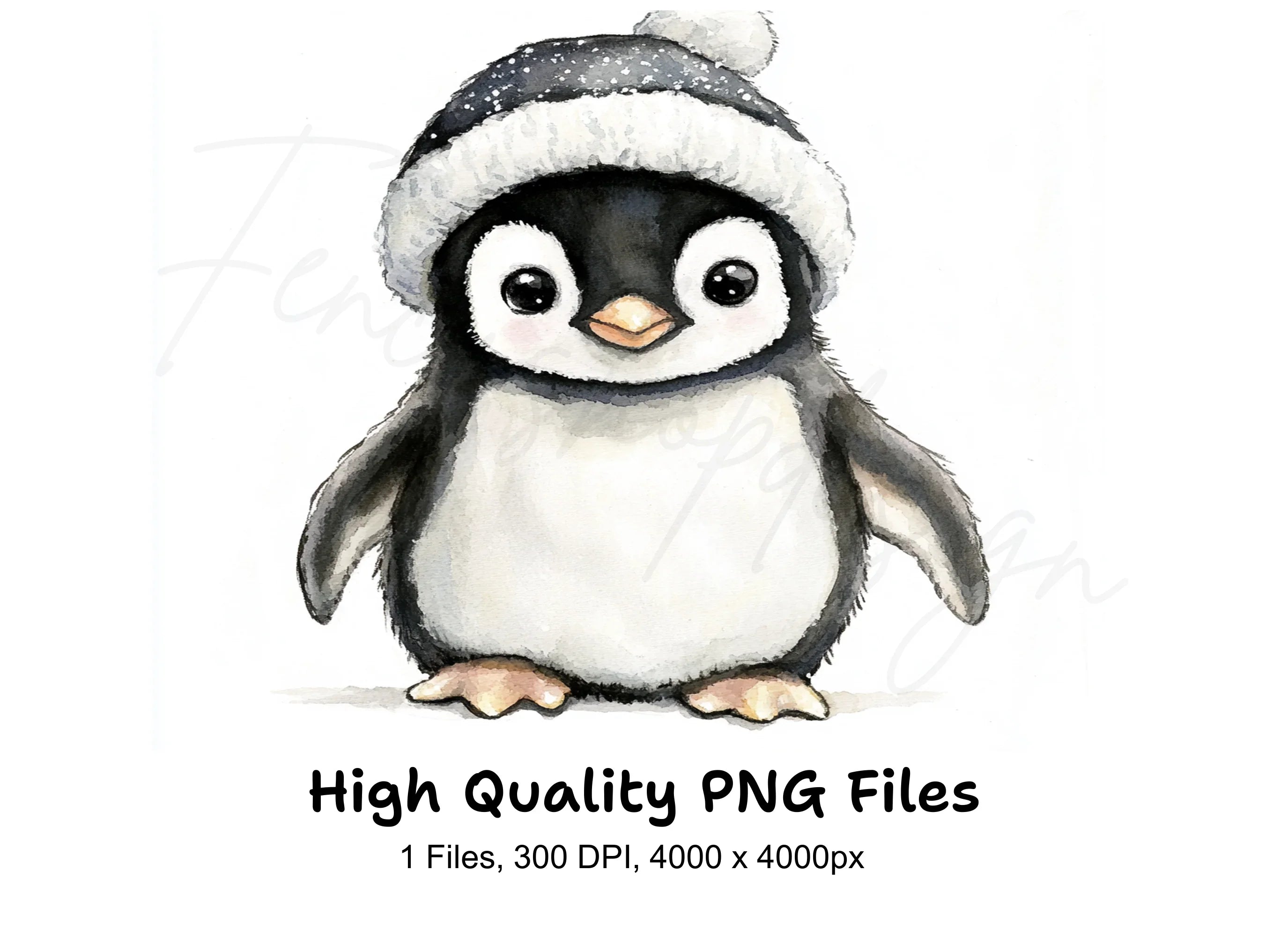 Cute Penguin in Winter Hat Clipart Bundle