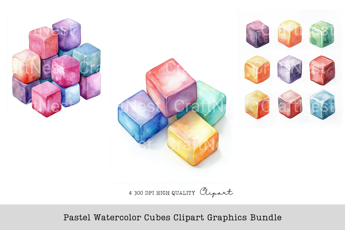 Pastel Cubes Graphics Clipart Bundle