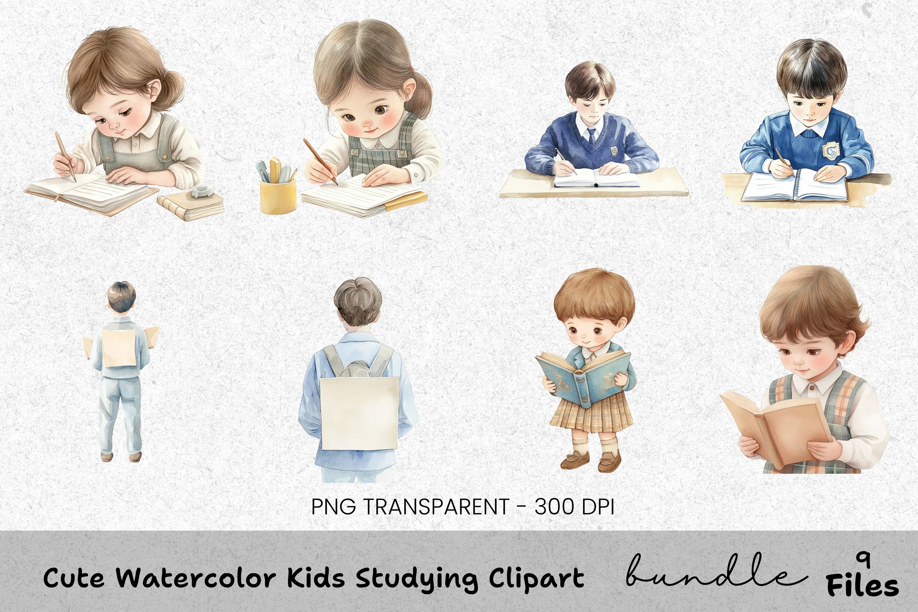 Cute Girls on Rainbow Clipart Bundle