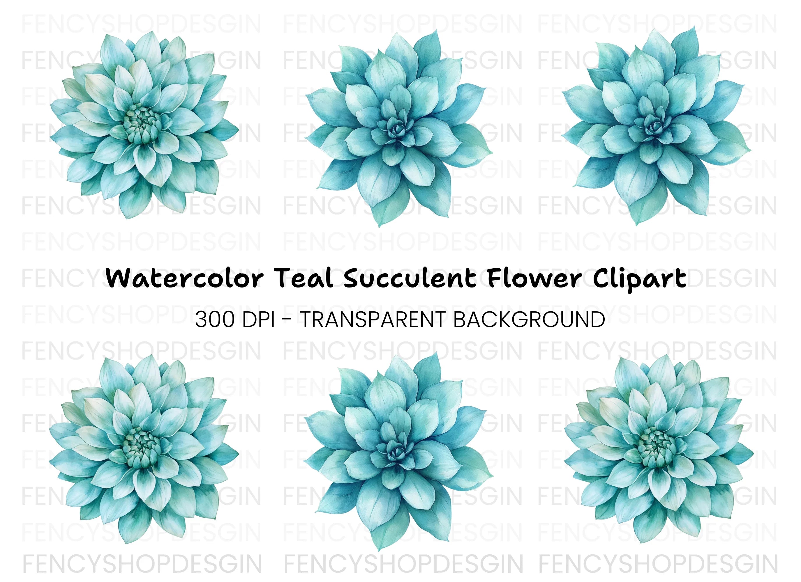 Blue Dahlia Flower Clipart Bundle