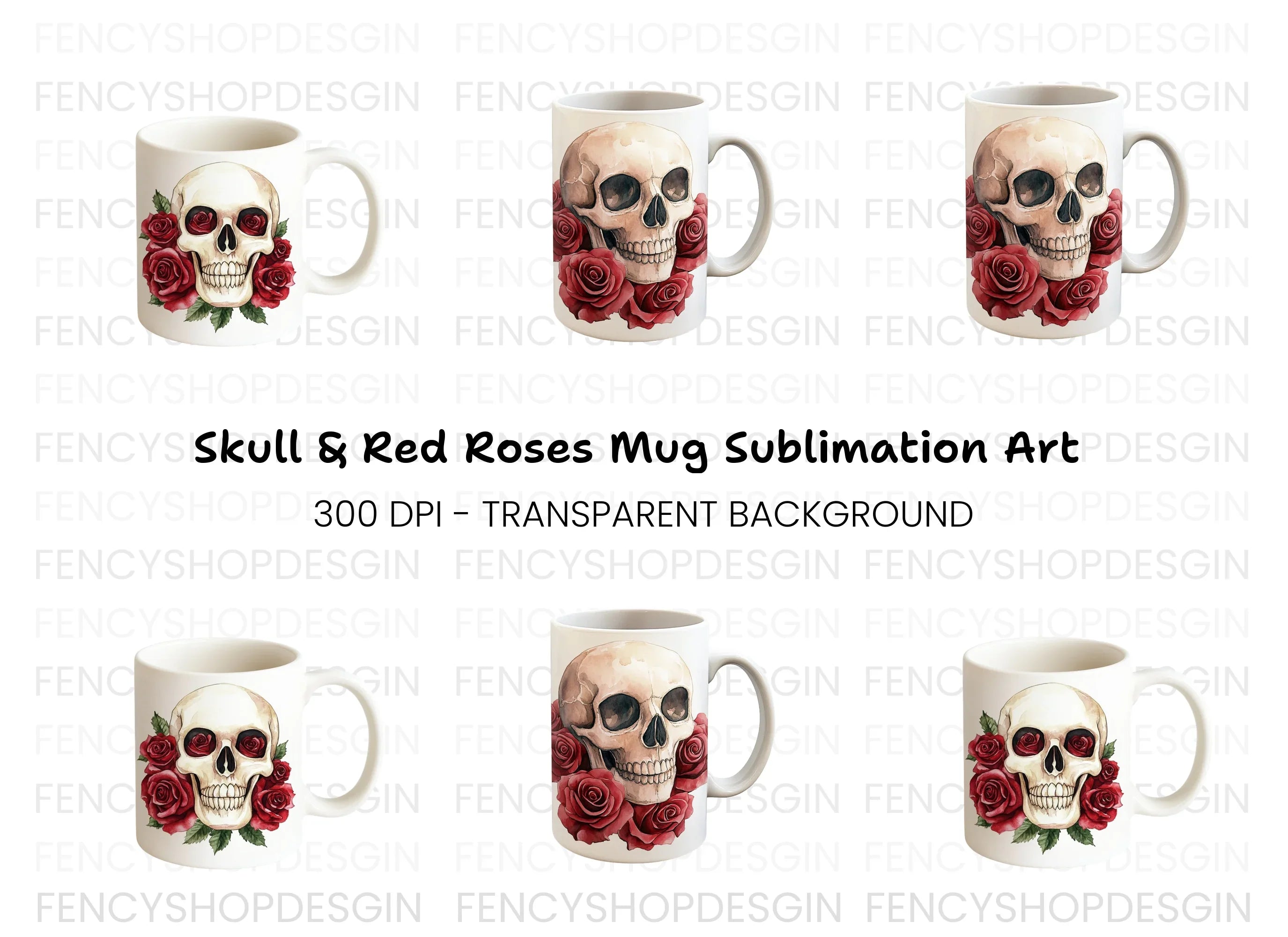 Skull Roses Clipart Bundle