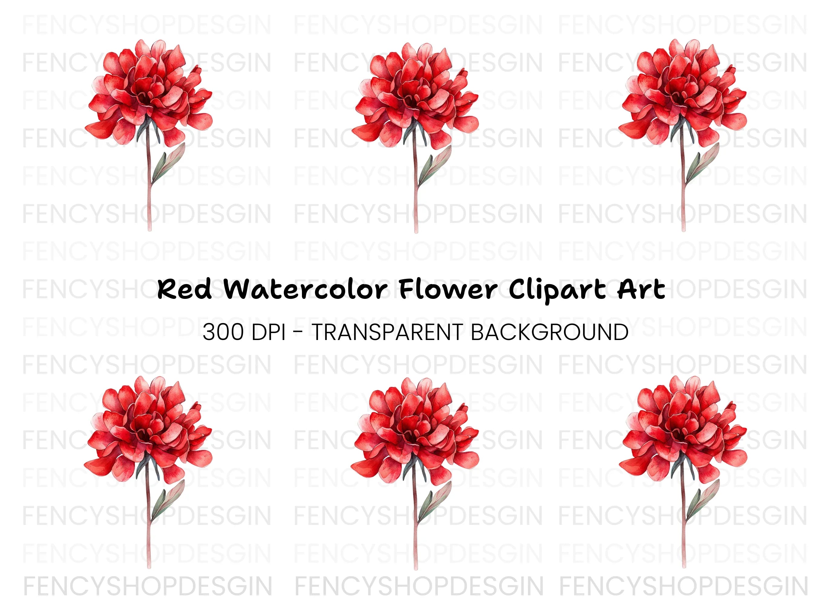 Vibrant Red Peony Clipart Bundle