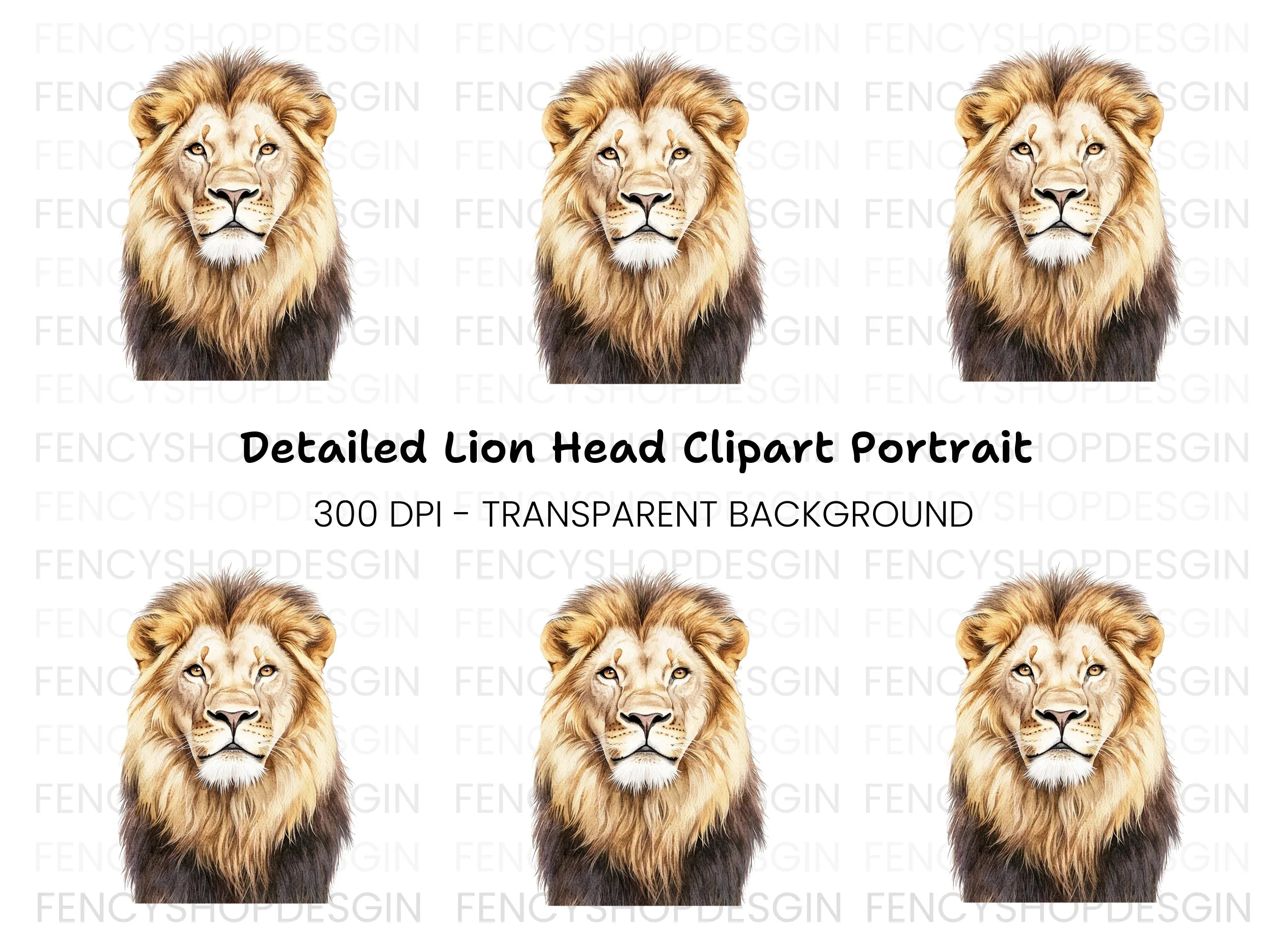 Regal Lion Head Clipart Bundle