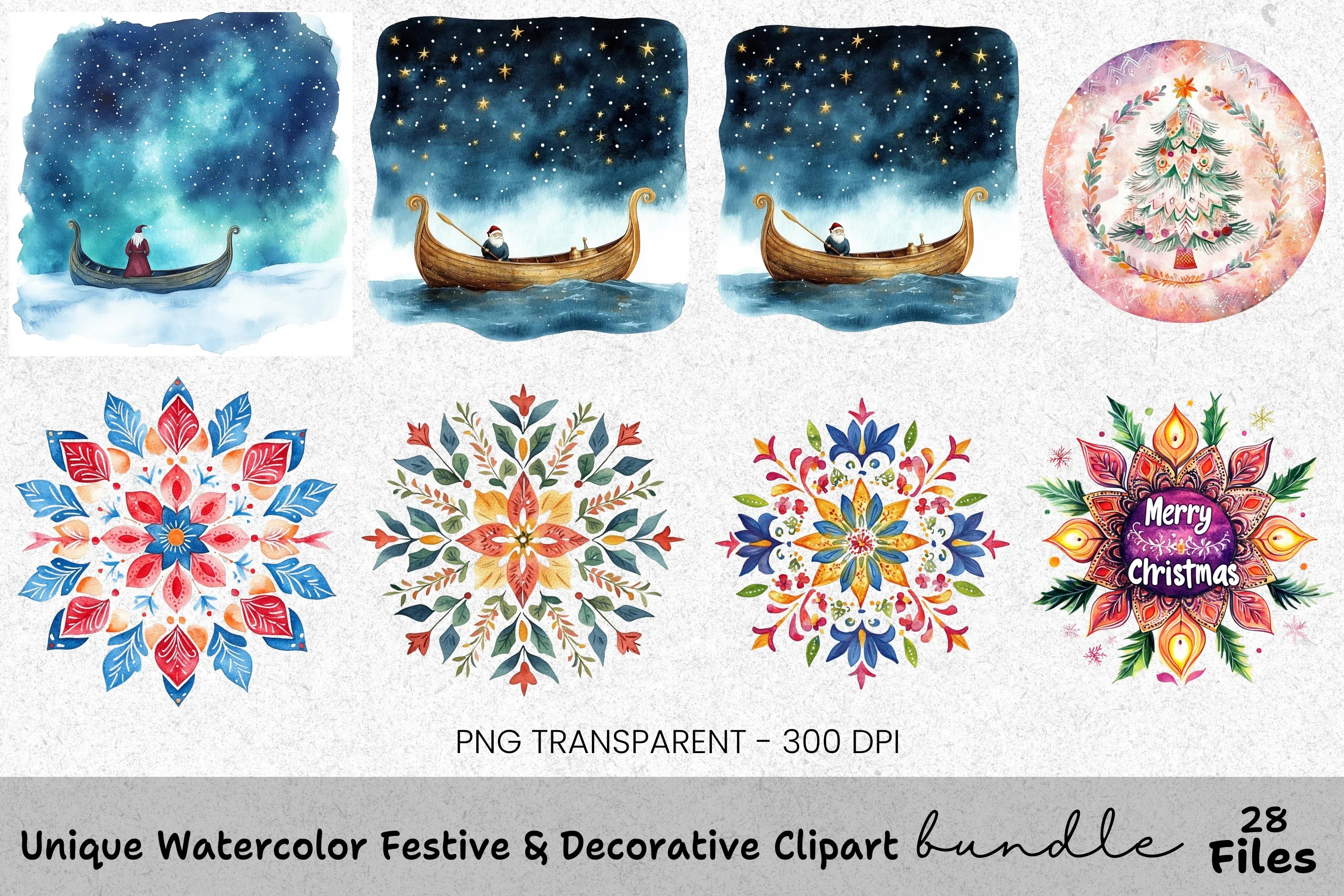 Viking Santa Christmas Clipart Bundle