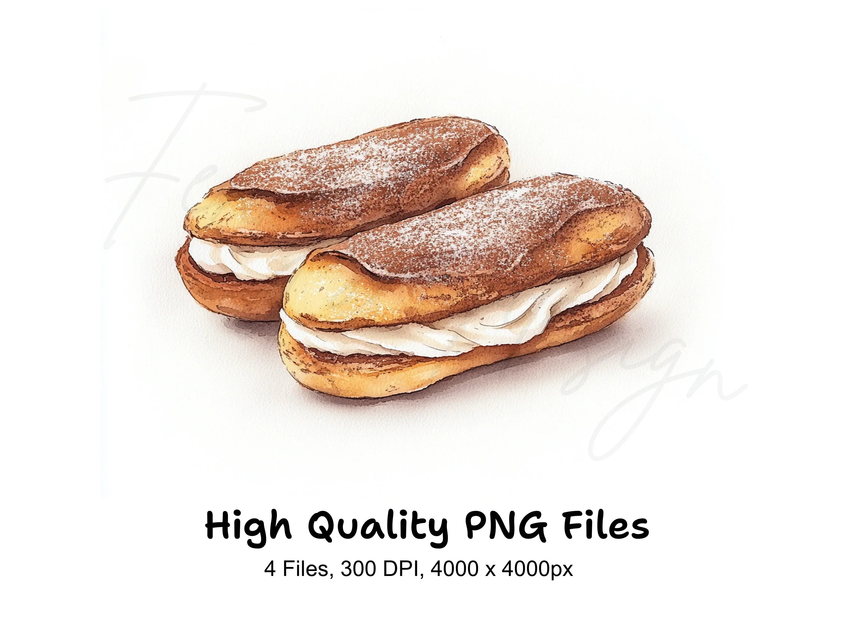 Delicious Cream-Filled Eclairs Clipart Bundle