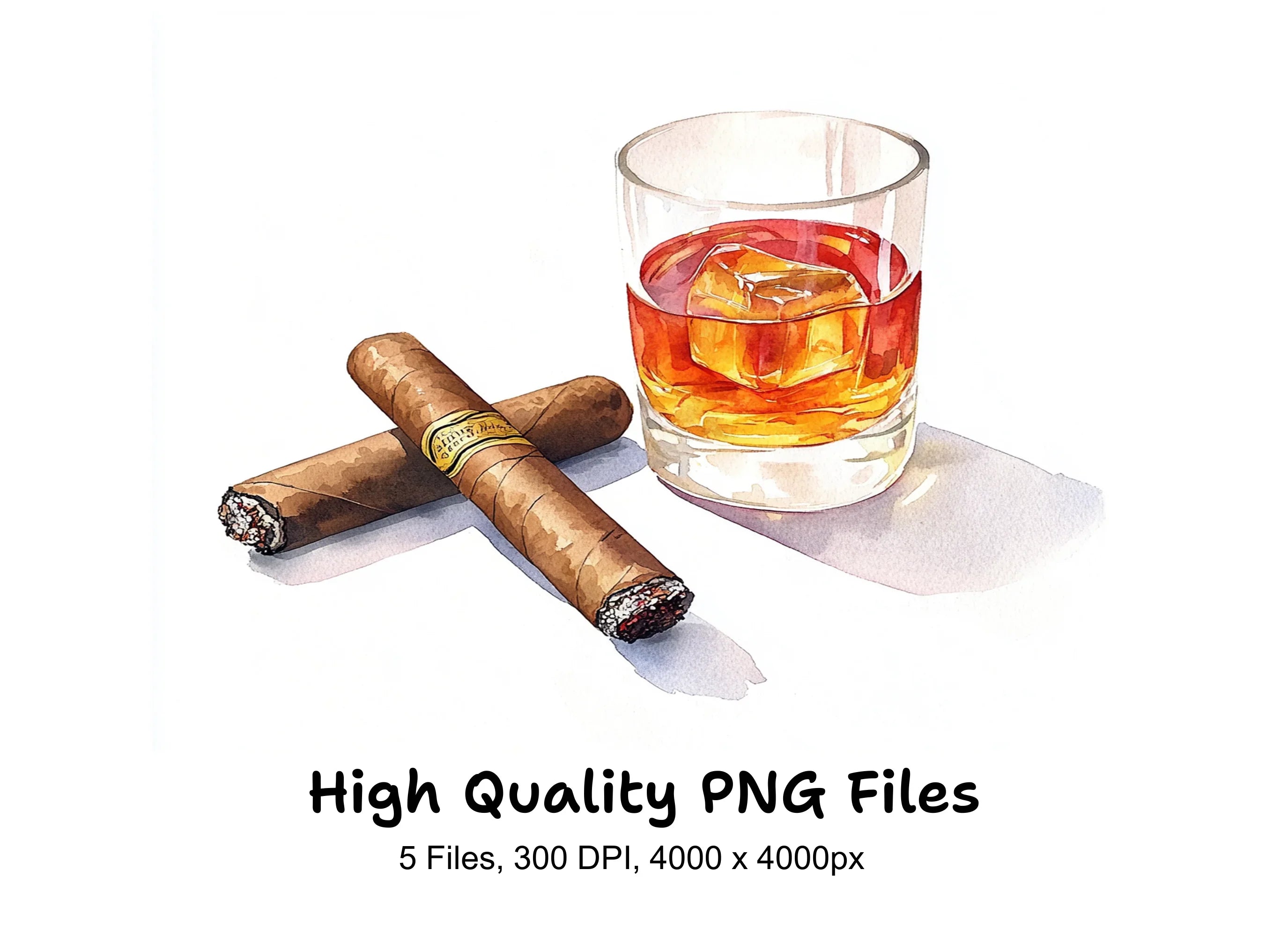 Whiskey and Cigar Clipart Bundle