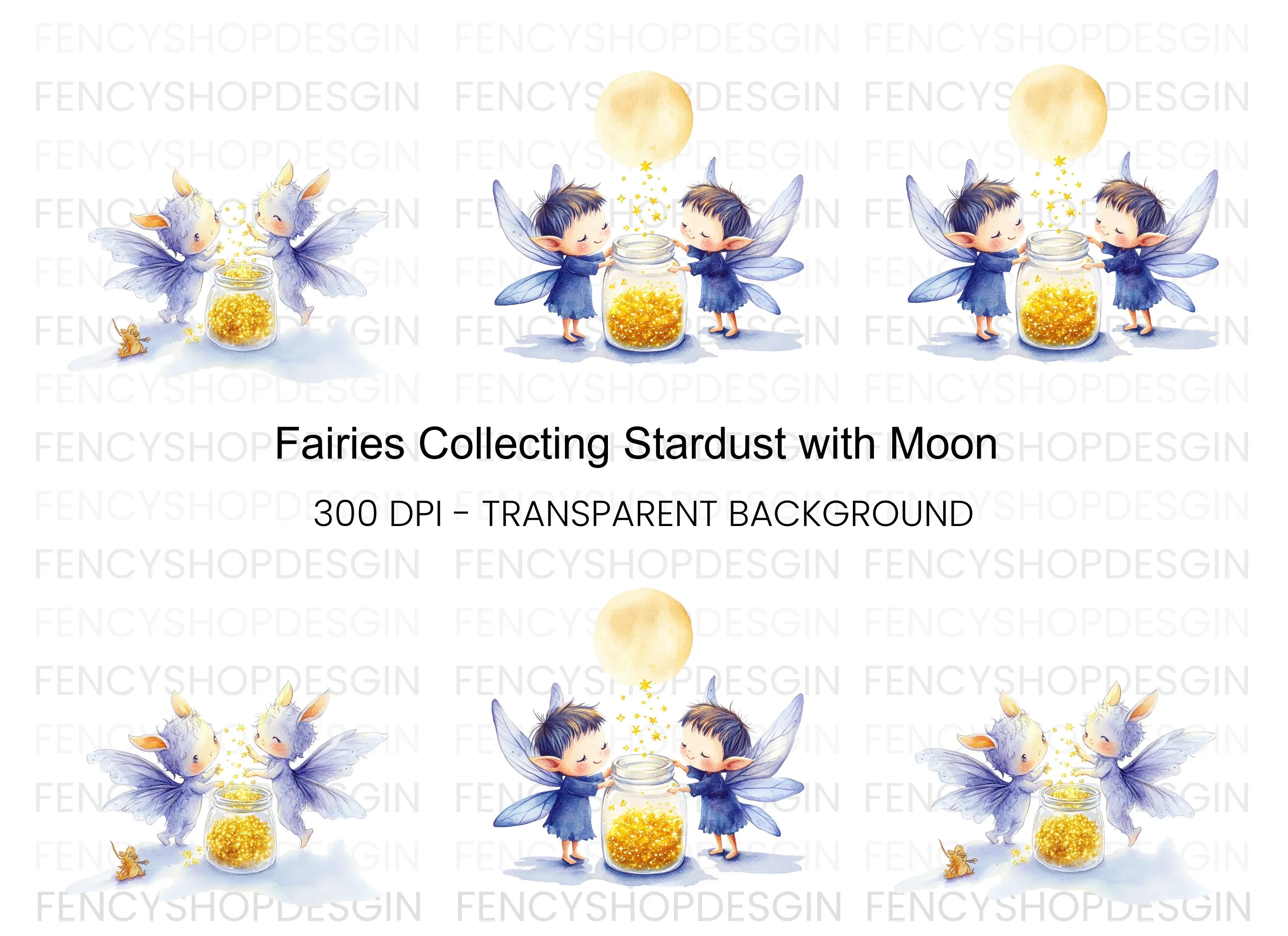 Fairies Collecting Stardust Clipart Bundle