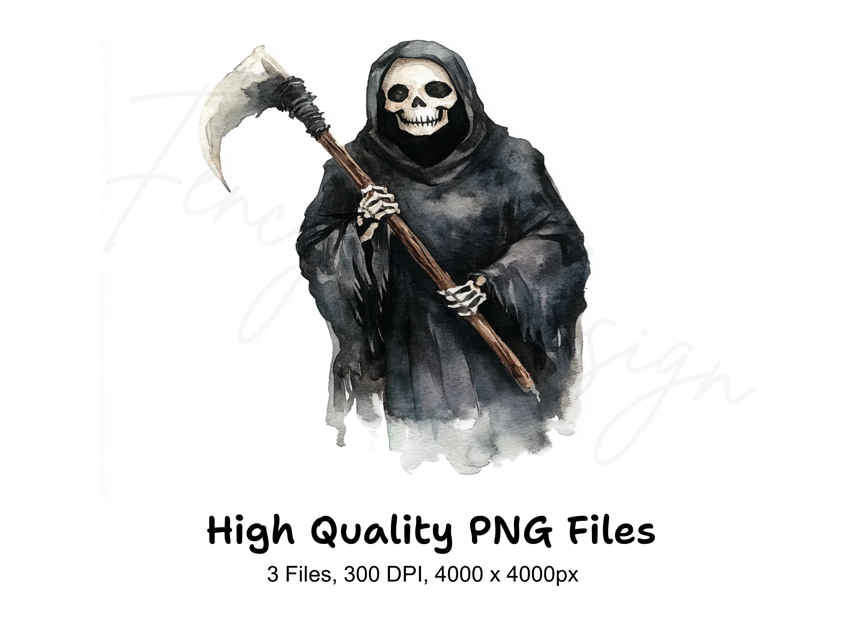 Grim Reaper Scythe Clipart Bundle