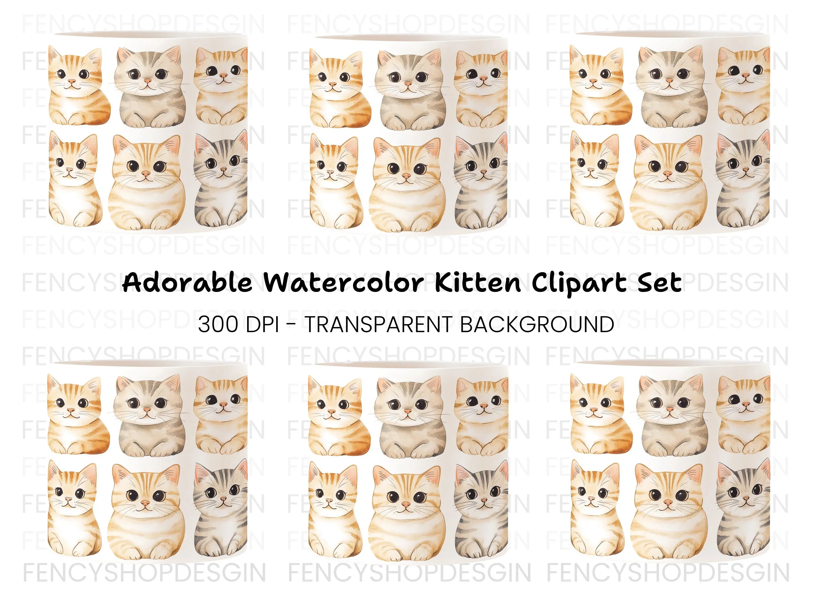 Cute Kitten Clipart Bundle
