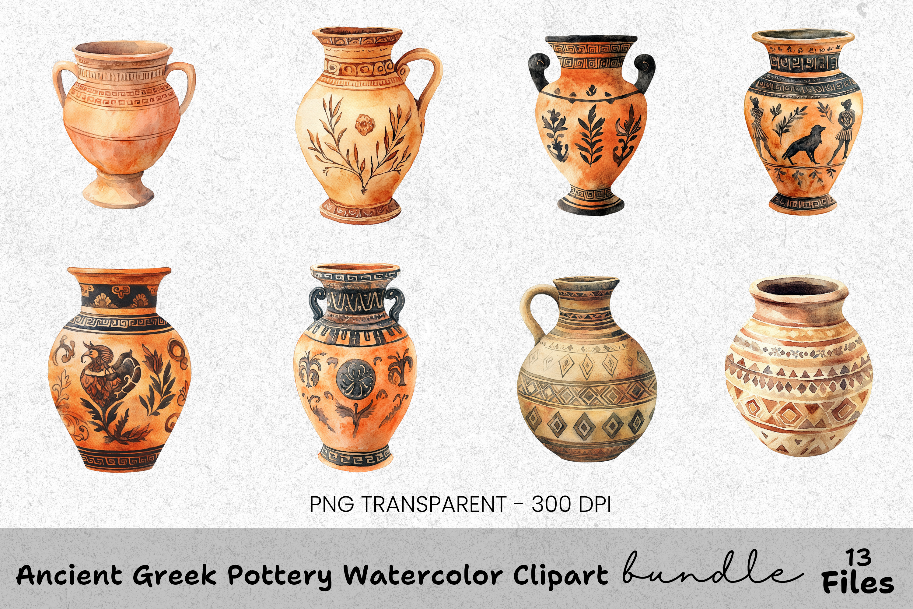 Ancient Greek Pottery Clipart Bundle