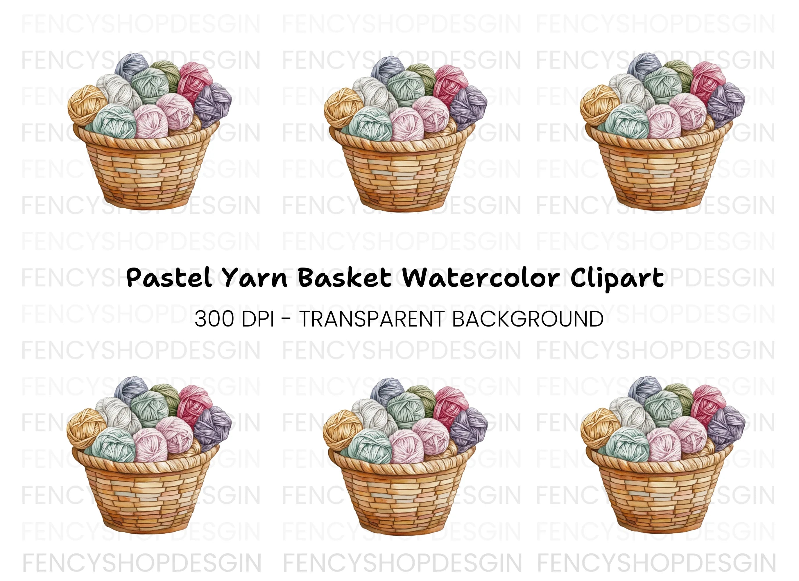 Cozy Yarn Basket Clipart Bundle