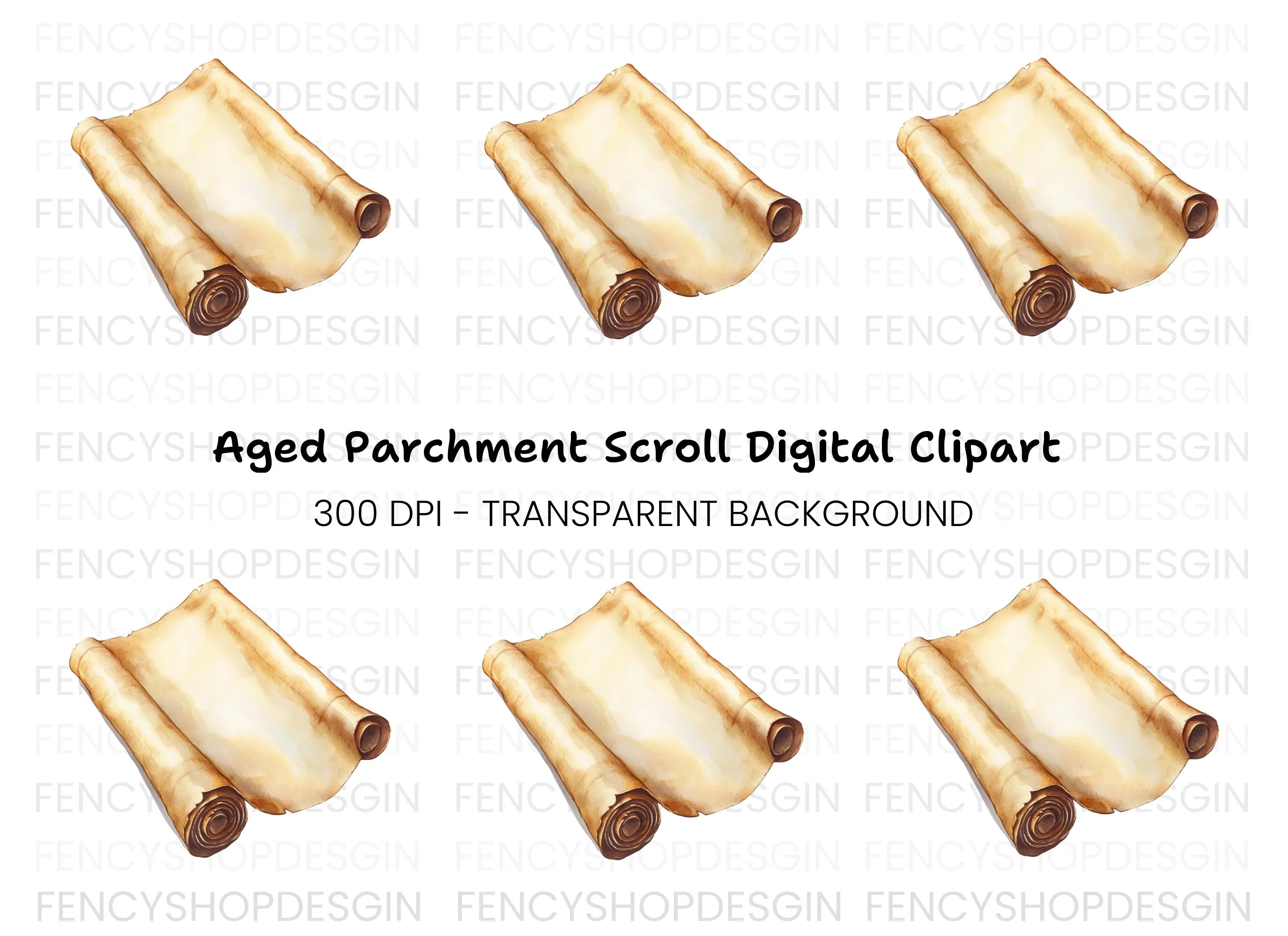 Vintage Scroll Illustration Clipart Bundle
