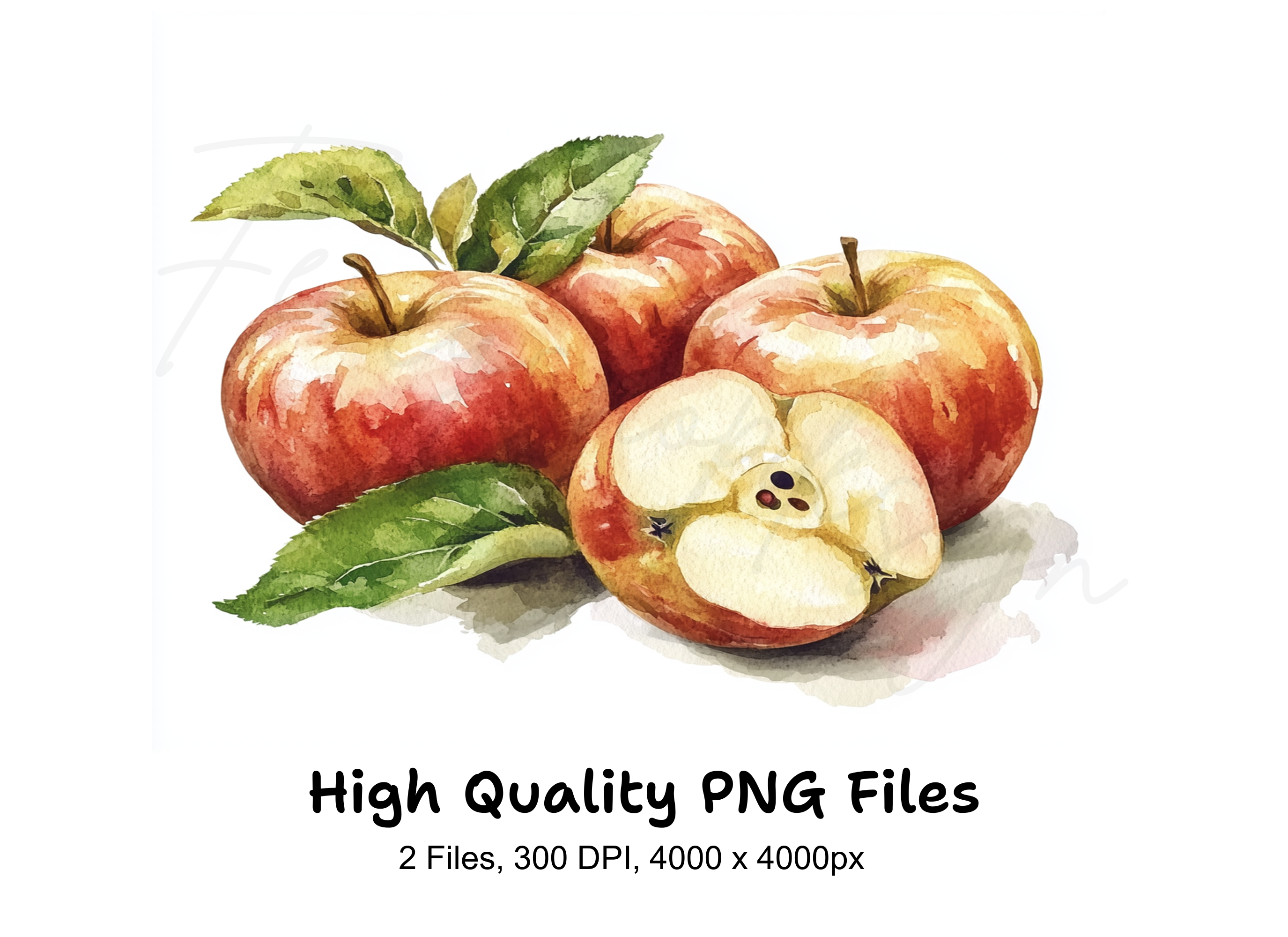 Fresh Red Apples Clipart Bundle