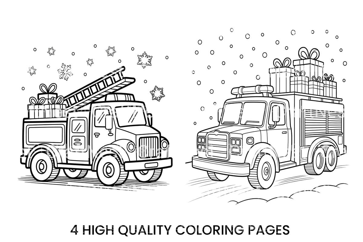 Christmas Fire Truck Coloring Books