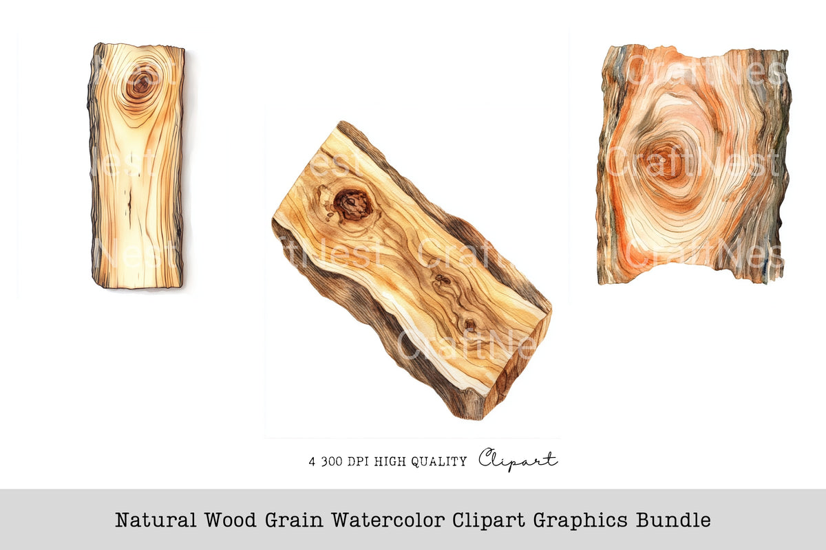 Natural Wood Grain Graphics Clipart Bundle