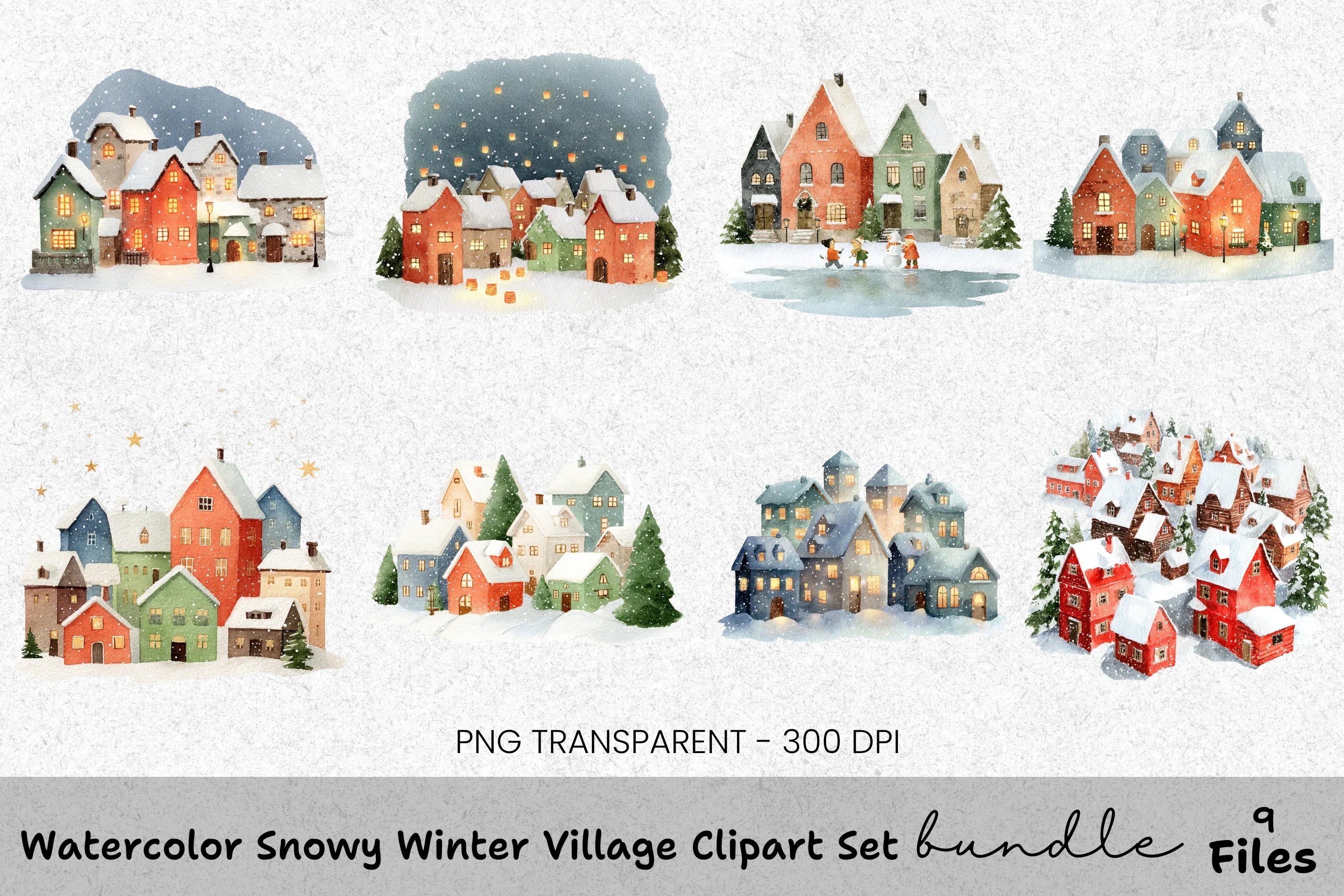 Winter Village Clipart Bundle
