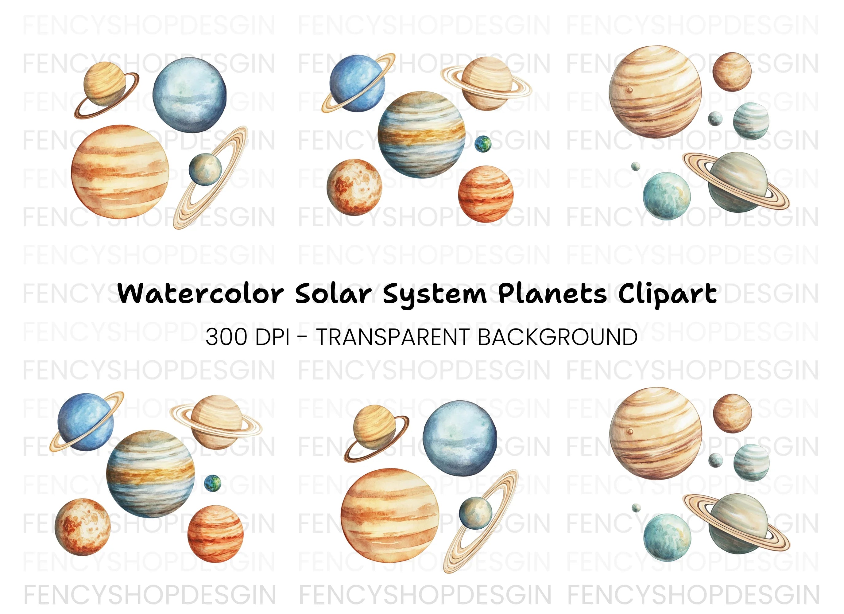 Solar System Planets Clipart Bundle