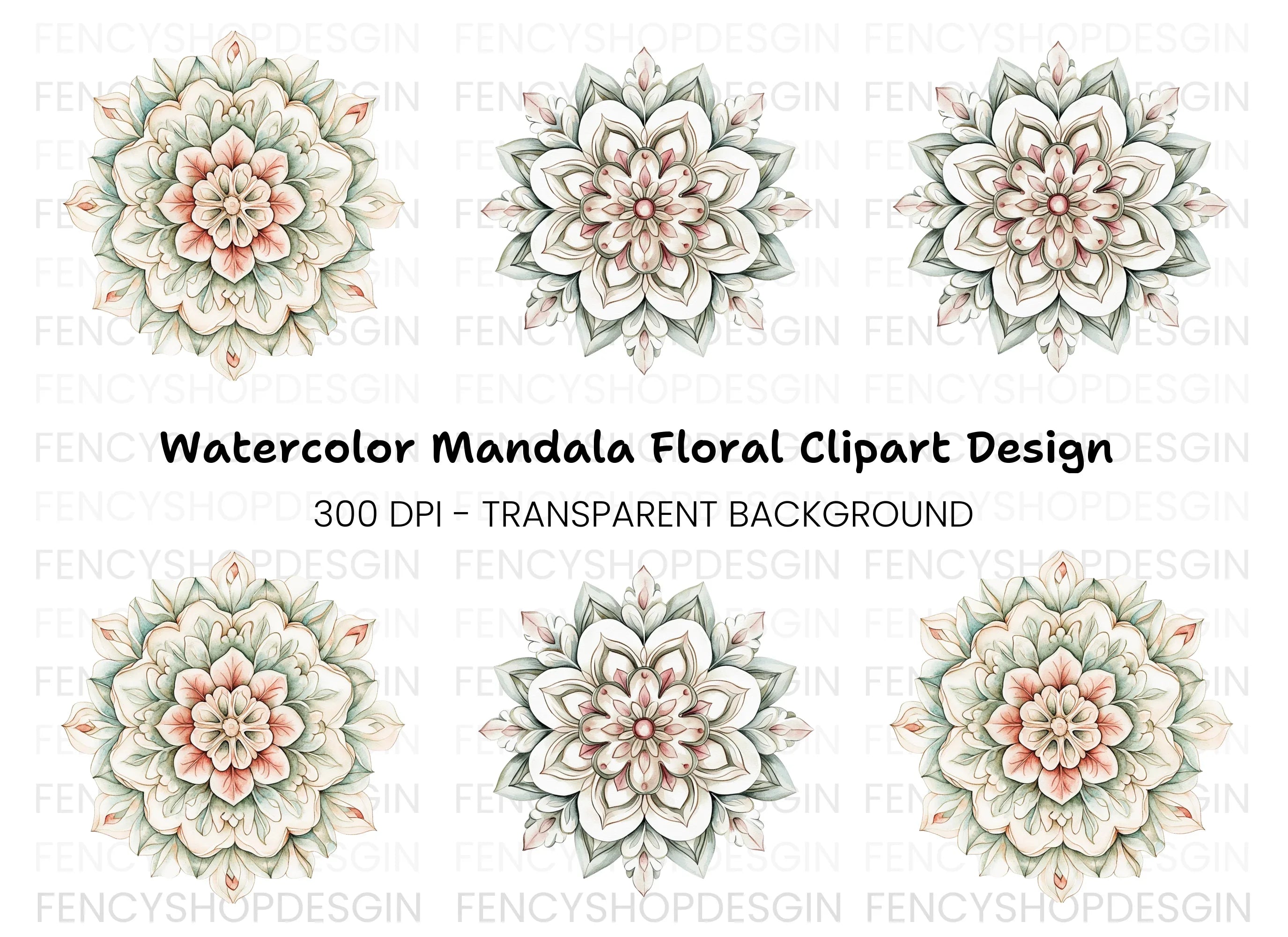 Elegant Floral Mandala Designs Clipart Bundle