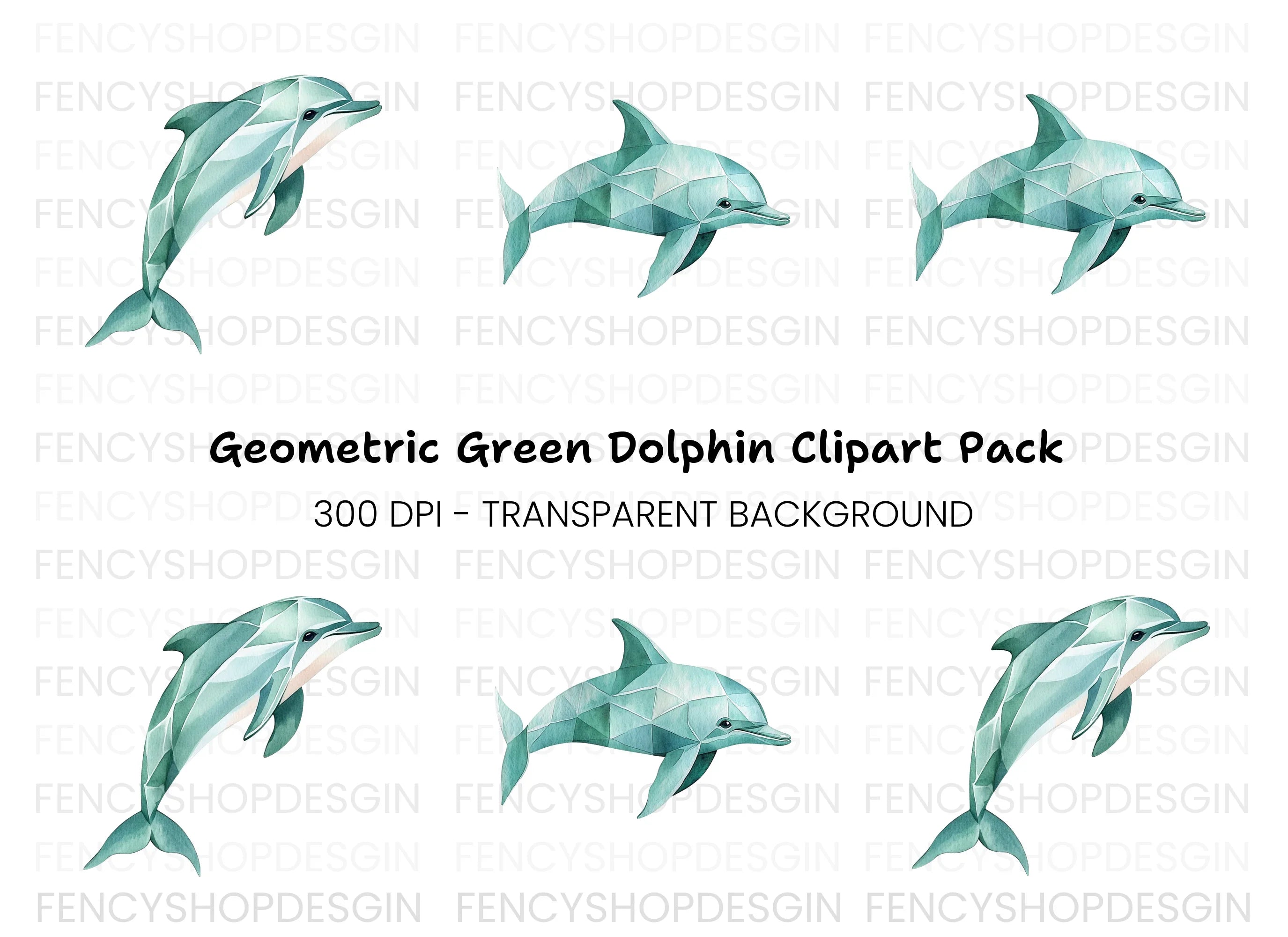 Geometric Dolphin Clipart Bundle