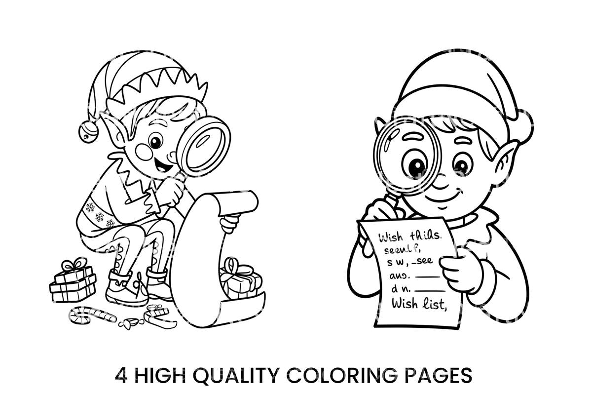 Christmas Elf Wish ListPlanner Coloring Books