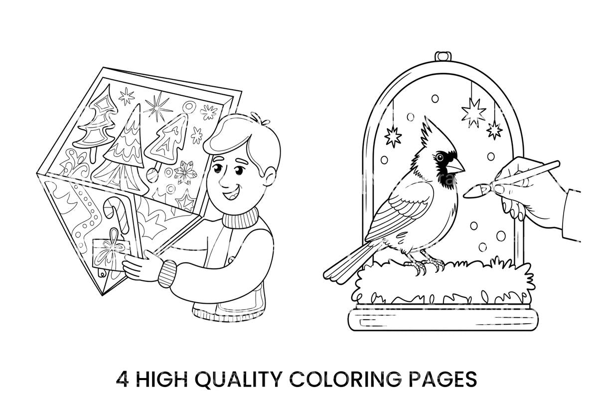 Winter Cardinal Bird Fun Coloring Books