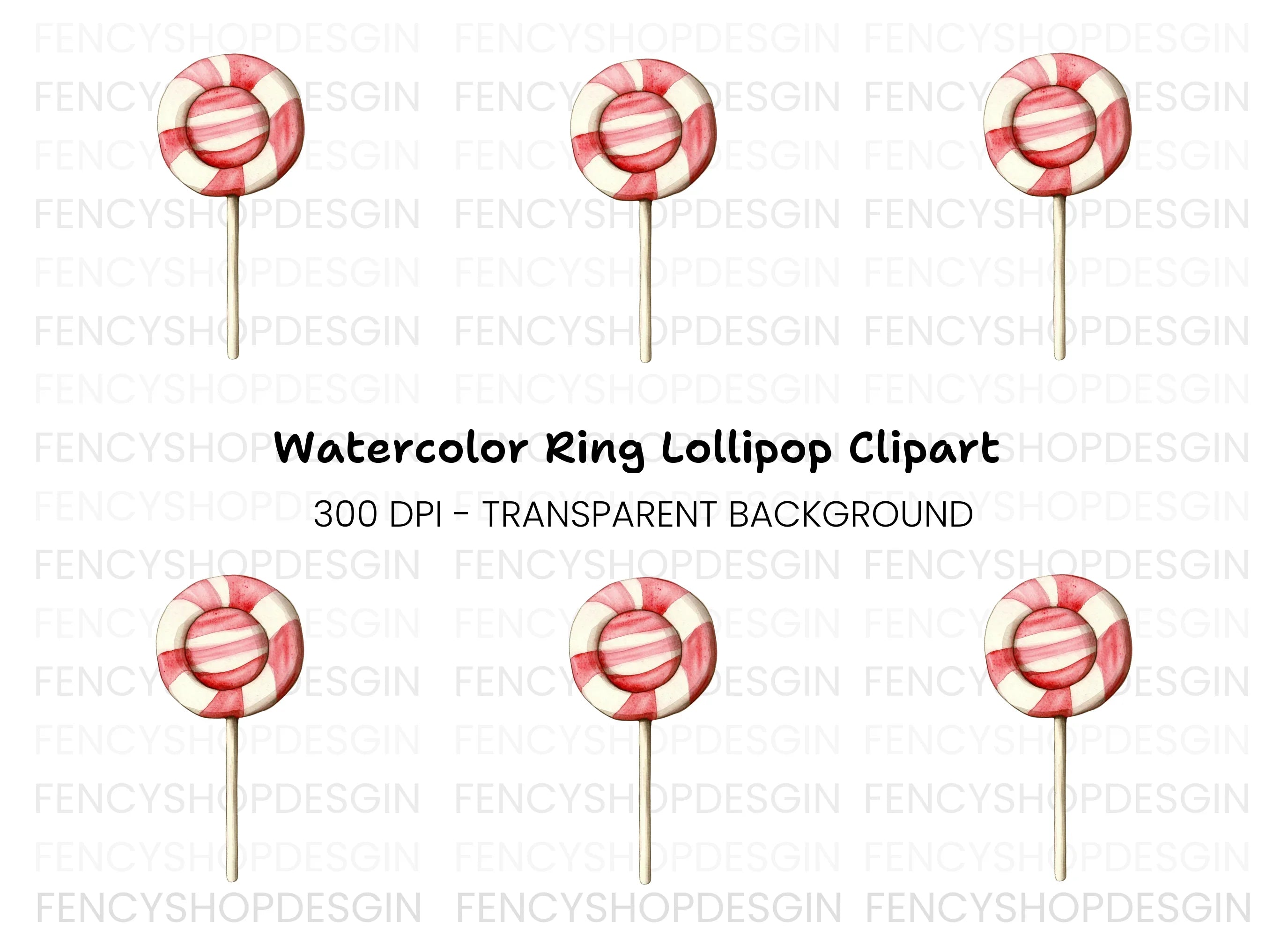 Round Striped Lollipop Clipart Bundle