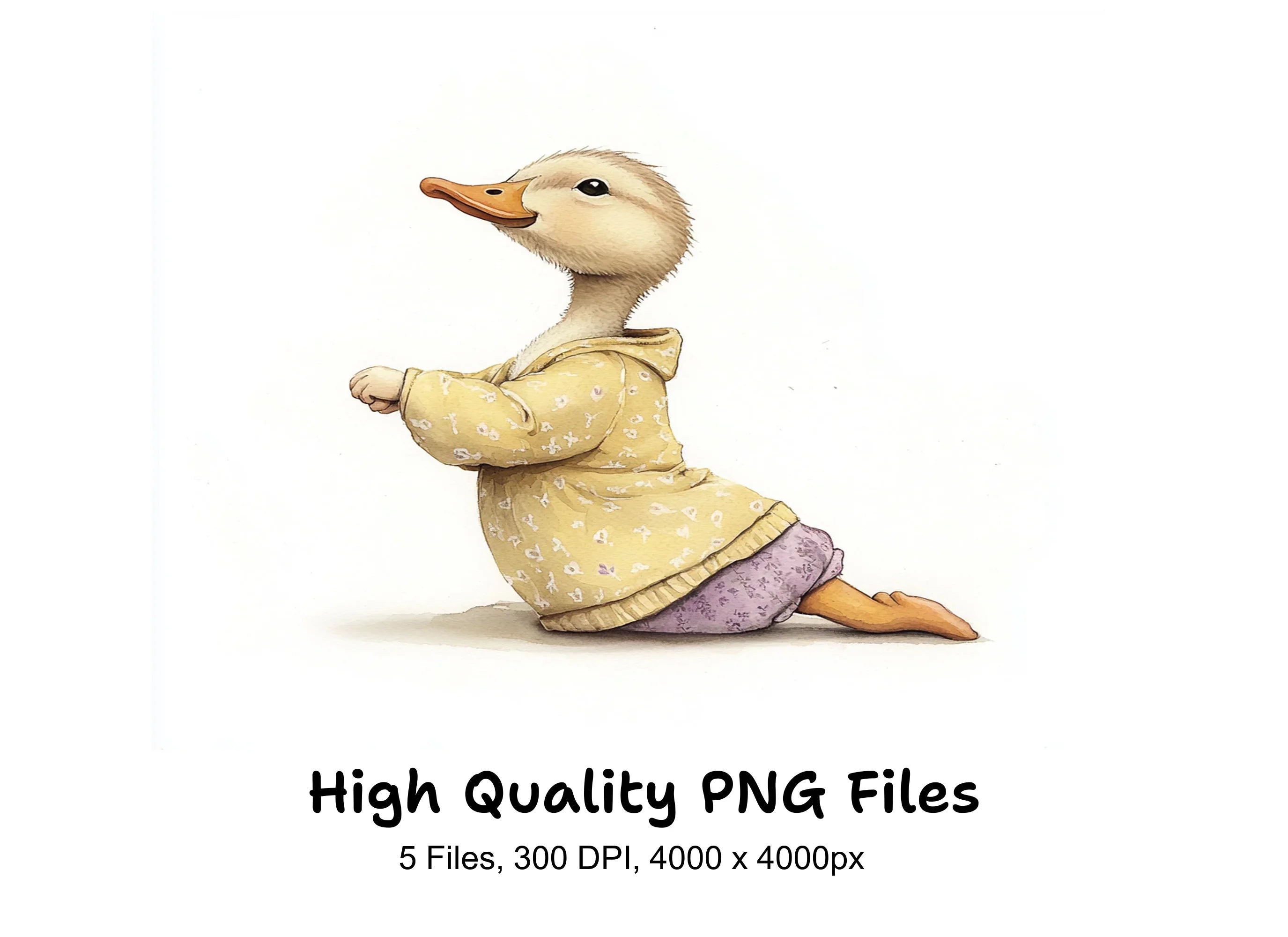 Cute Duckling Yoga Clipart Bundle