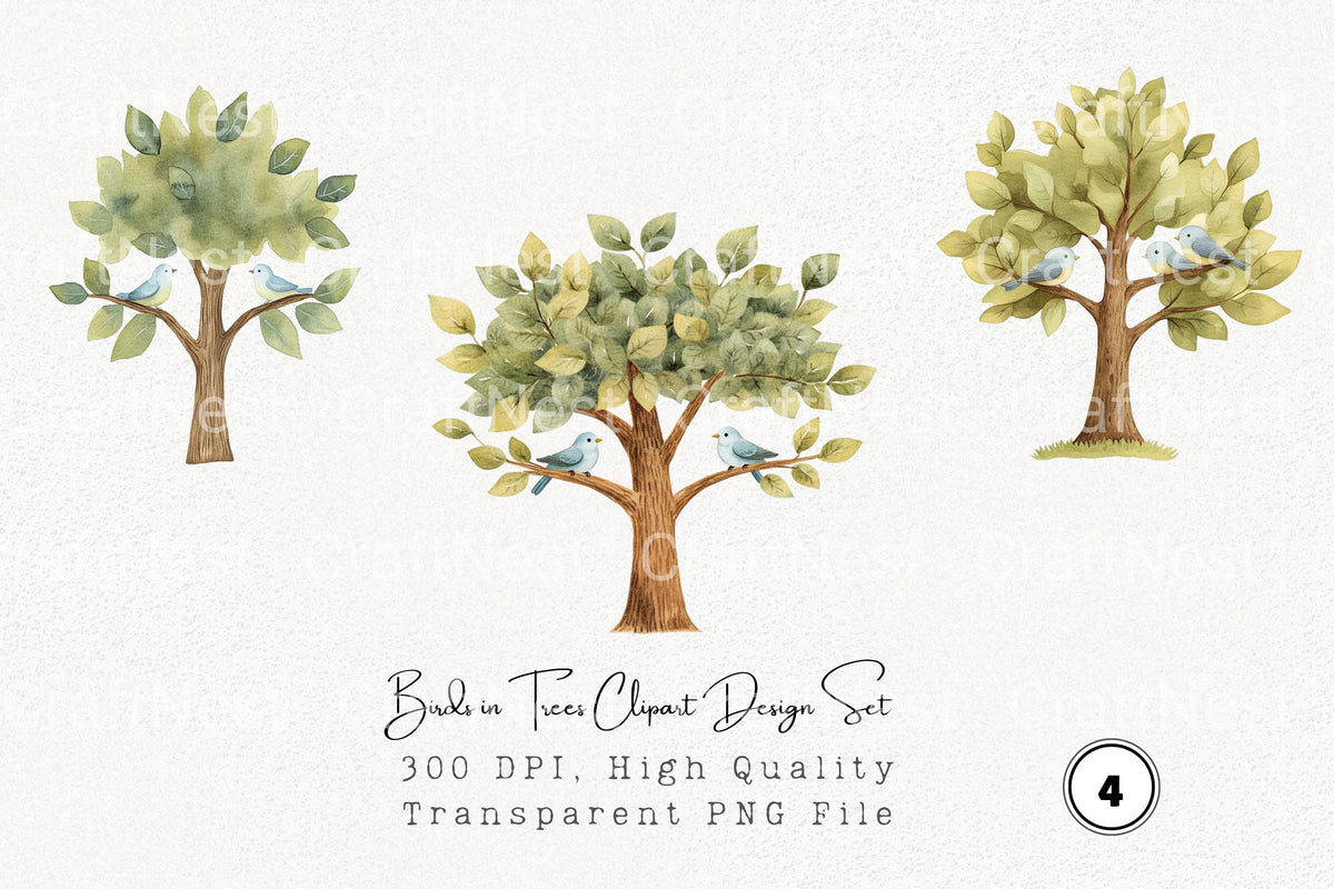 Birds In Trees Clipart Bundle