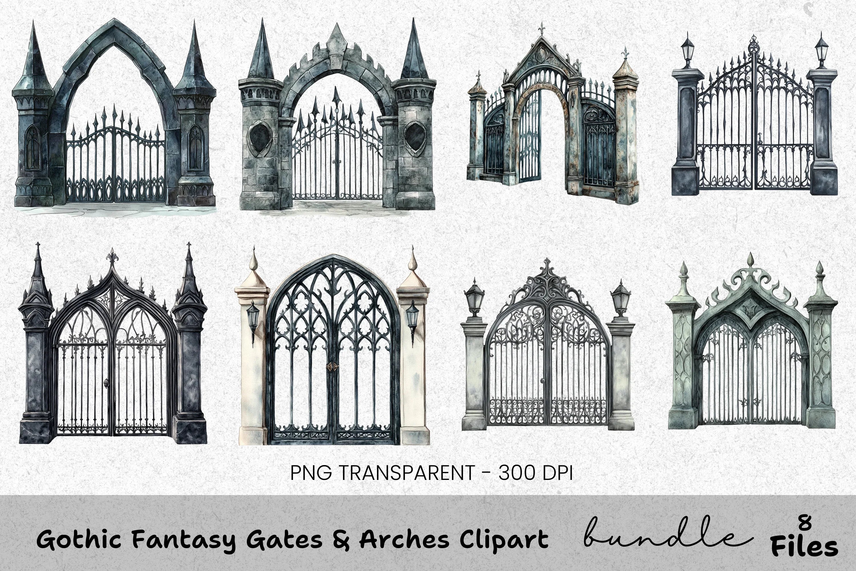 Gothic Fantasy Gates and Arches Clipart Bundle