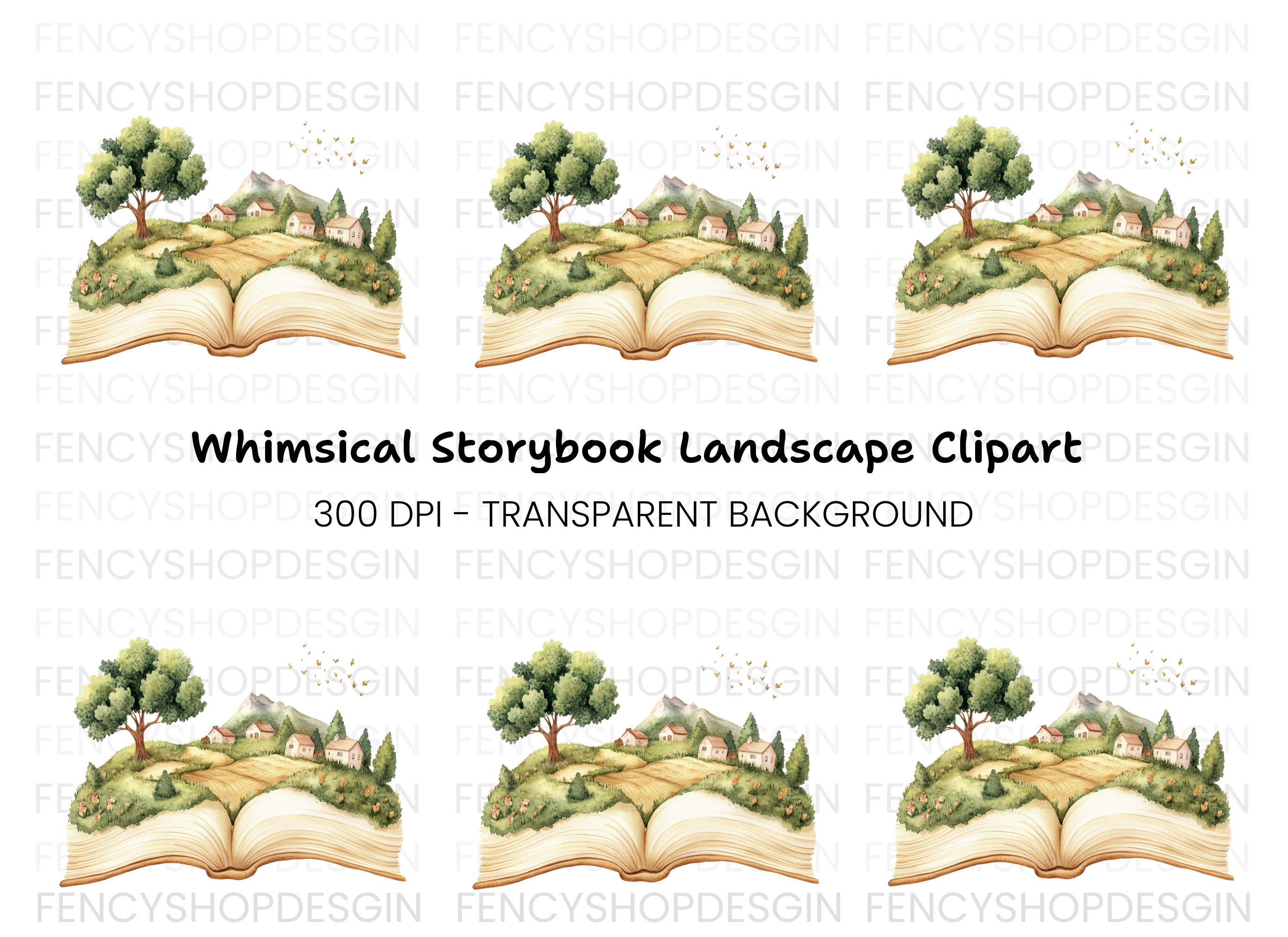 Village Scene Storybook Clipart Bundle