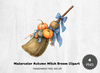 Autumn Witch Broom Clipart Bundle
