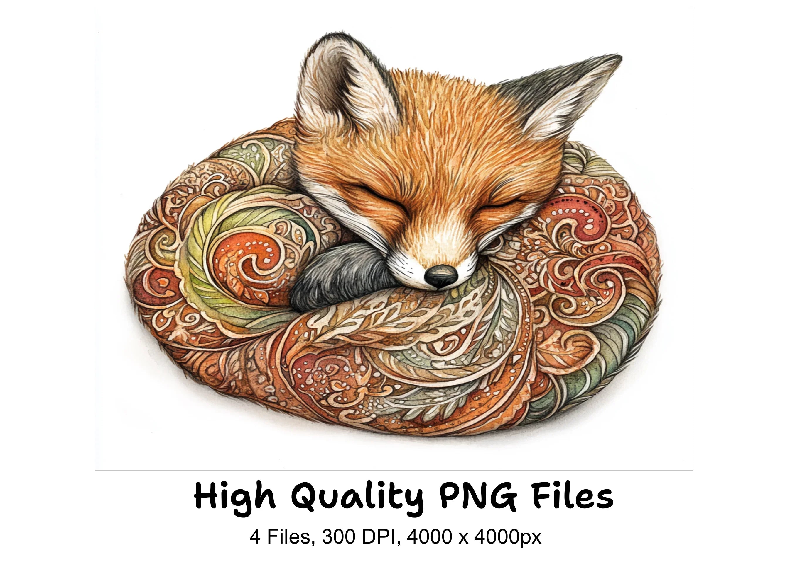 Sleeping Foxes Clipart Bundle