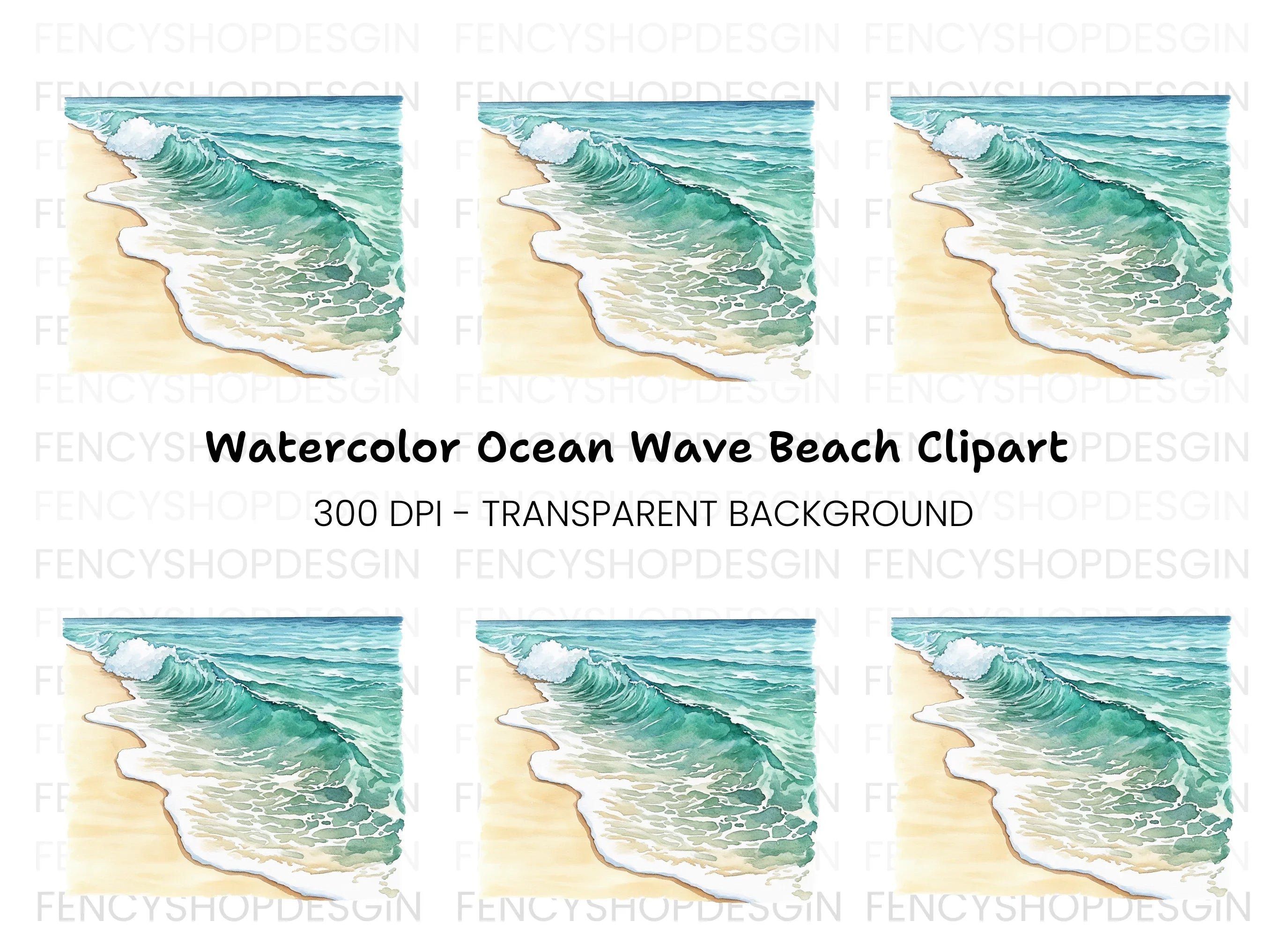 Ocean Waves Beach Clipart Bundle