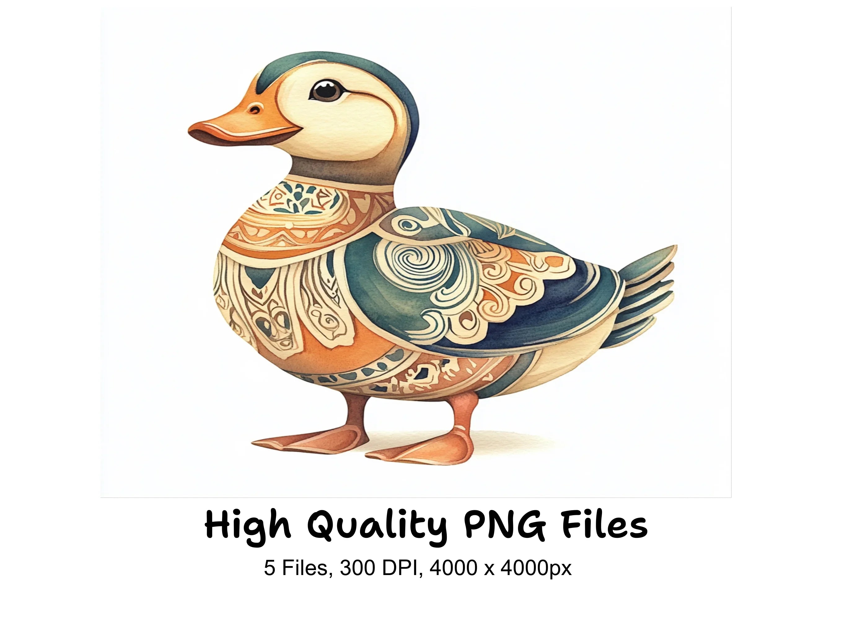 Ornate Patterned Duck Clipart Bundle